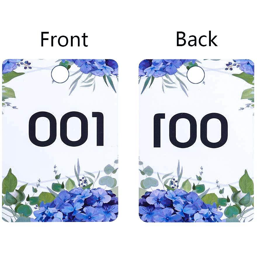 Facraft Live Number Tag 001-100  Floral Purple Live Sale Number Cards Normal And Reverse Mirror Image Hanger Cards