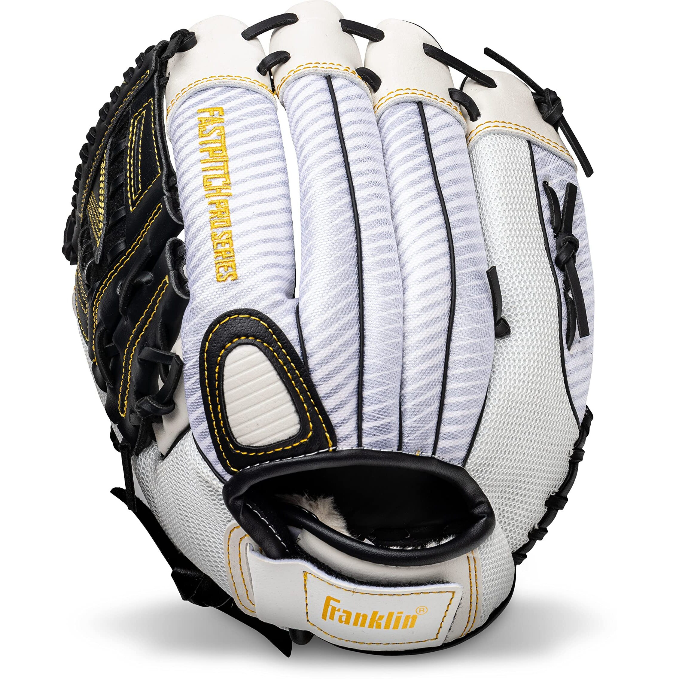 Franklin Sports Fastpitch Softball Glove - Fastpitch Pro - Adult And Youth Softball Mitt - Infield And Outfield - Left Handed Glove - White/Gold - 13"" Lefty