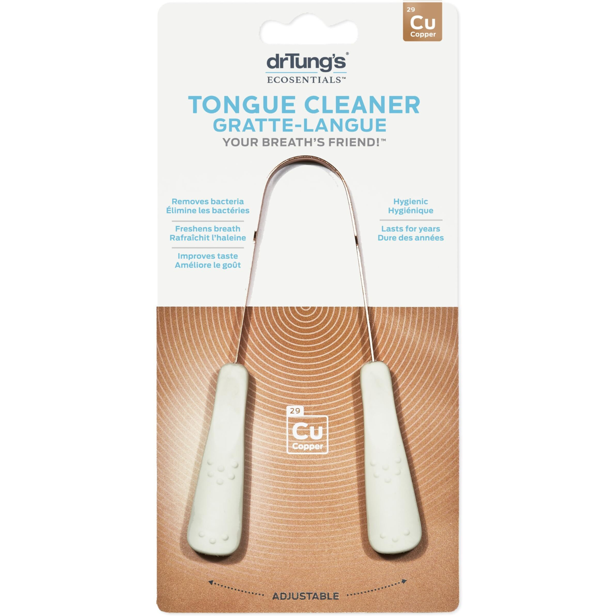 Drtungs Copper Tongue Scraper - Tongue Cleaner For Adults  Kids  Helps Freshens Breath  Easy To Use Comfort Grip Handle  Comes With Travel Case - Copper Tongue Scrapers (1 Count)