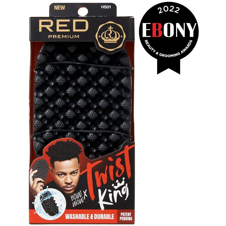 Red By Kiss Bow Wow X Twist King -Premium Luxury Twist Styler Brush  Durable Washable Afro Curl Sponge Racket For Barbers And Daily Use  Ideal For Curly  Coiled  4C Hair