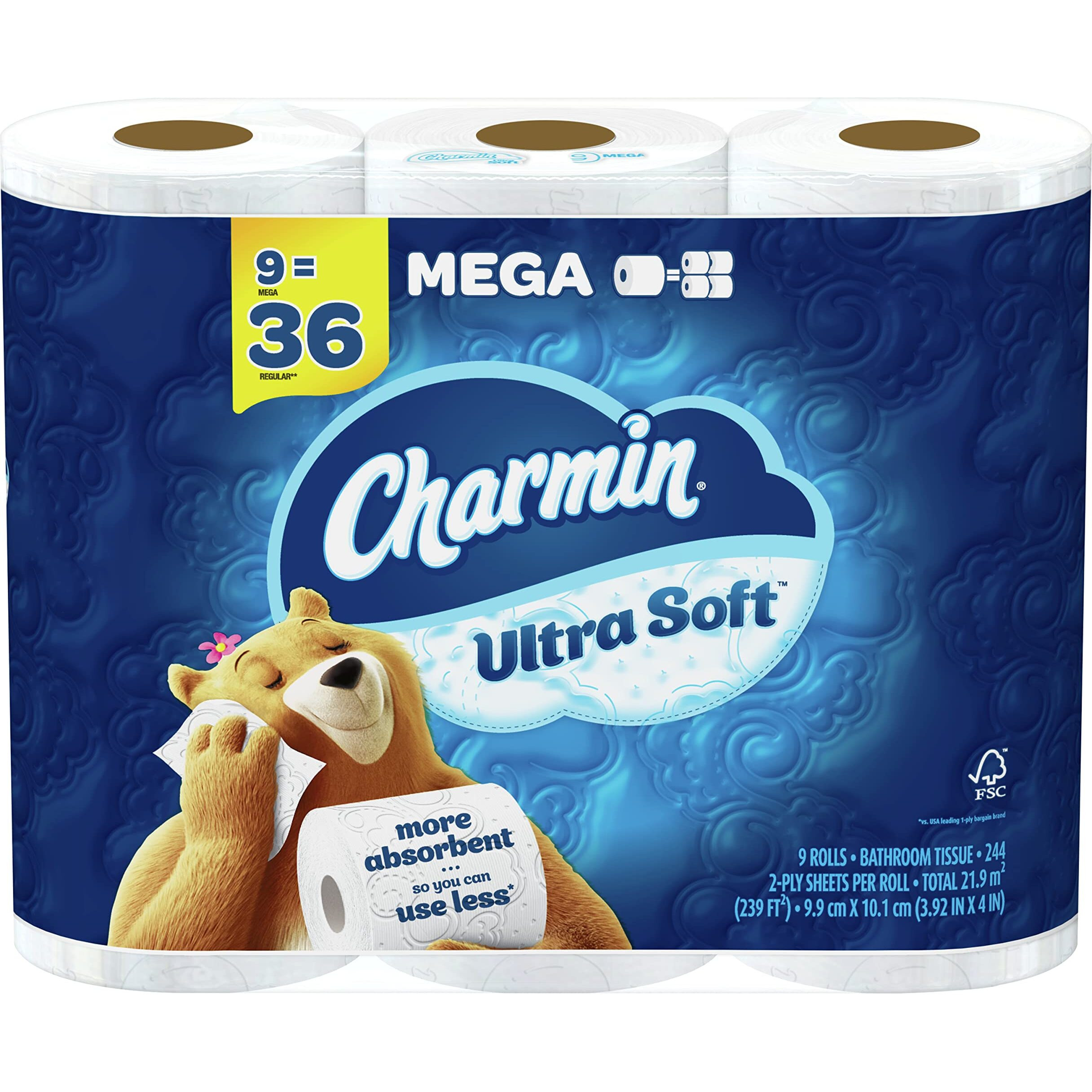 Charmin Ultra Soft Toilet Paper  9 Mega Rolls  36 Regular Rolls