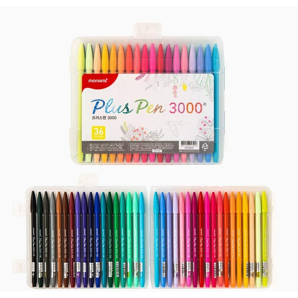 Monami Plus Pen 3000 Felt Tip Pens  Fine Point (0.4Mm)  Coloring/Drawing/Journaling  Assorted Colors  36-Pack