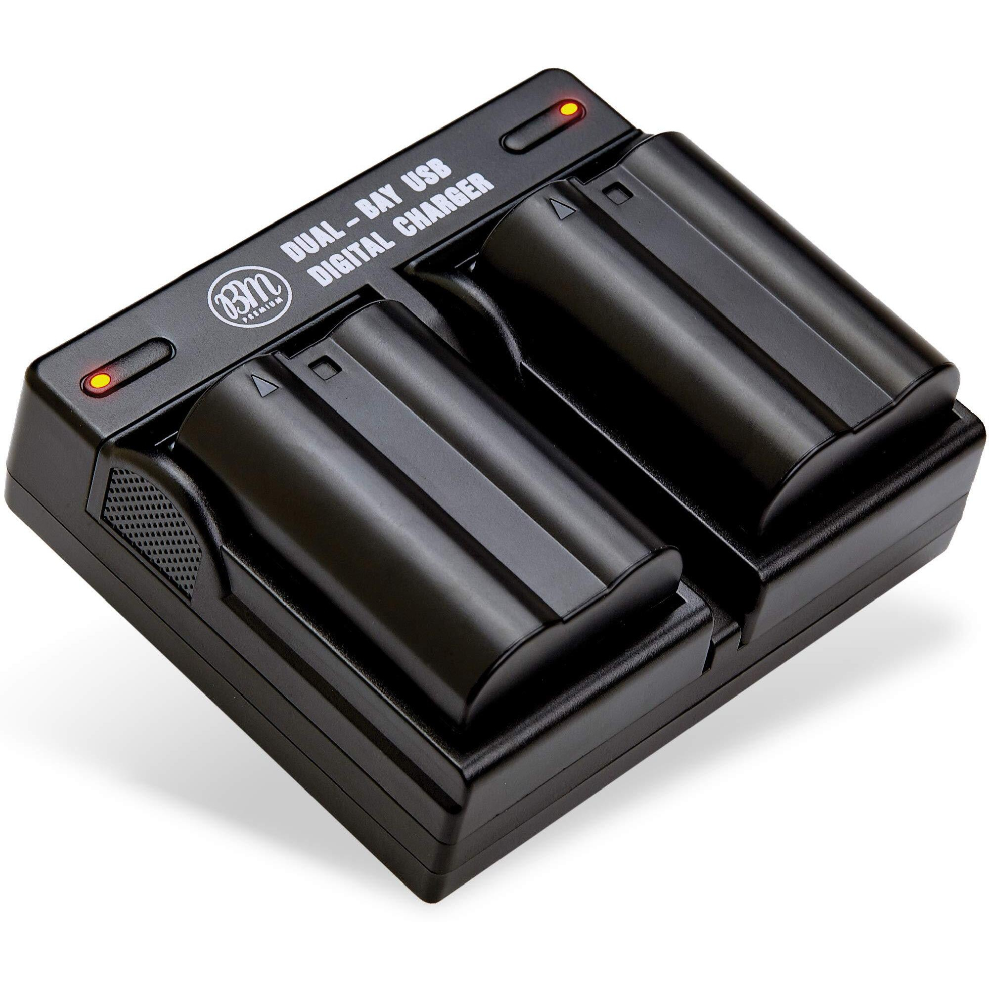 Bm Premium 2 Pack Of En-El15B Batteries And Dual Battery Charger For Nikon Z6  Z7  D780  D850  D7500  1 V1  D500  D600  D610  D750  D800  D800E  D810  D810A  D7000  D7100  D7200 Digital Cameras