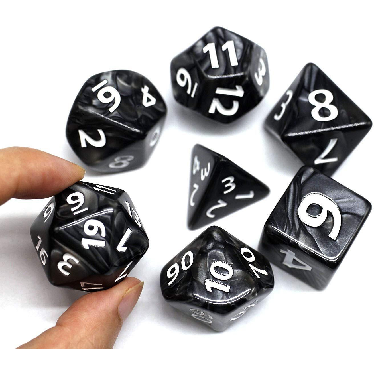 Dice- Dnd Dice Set 25Mm Rpg Dice For Dungeons And Dragons D&D Pathfinder Mtg Role Playing Dice Giant Black Polyhedral Dice With Dice Bag