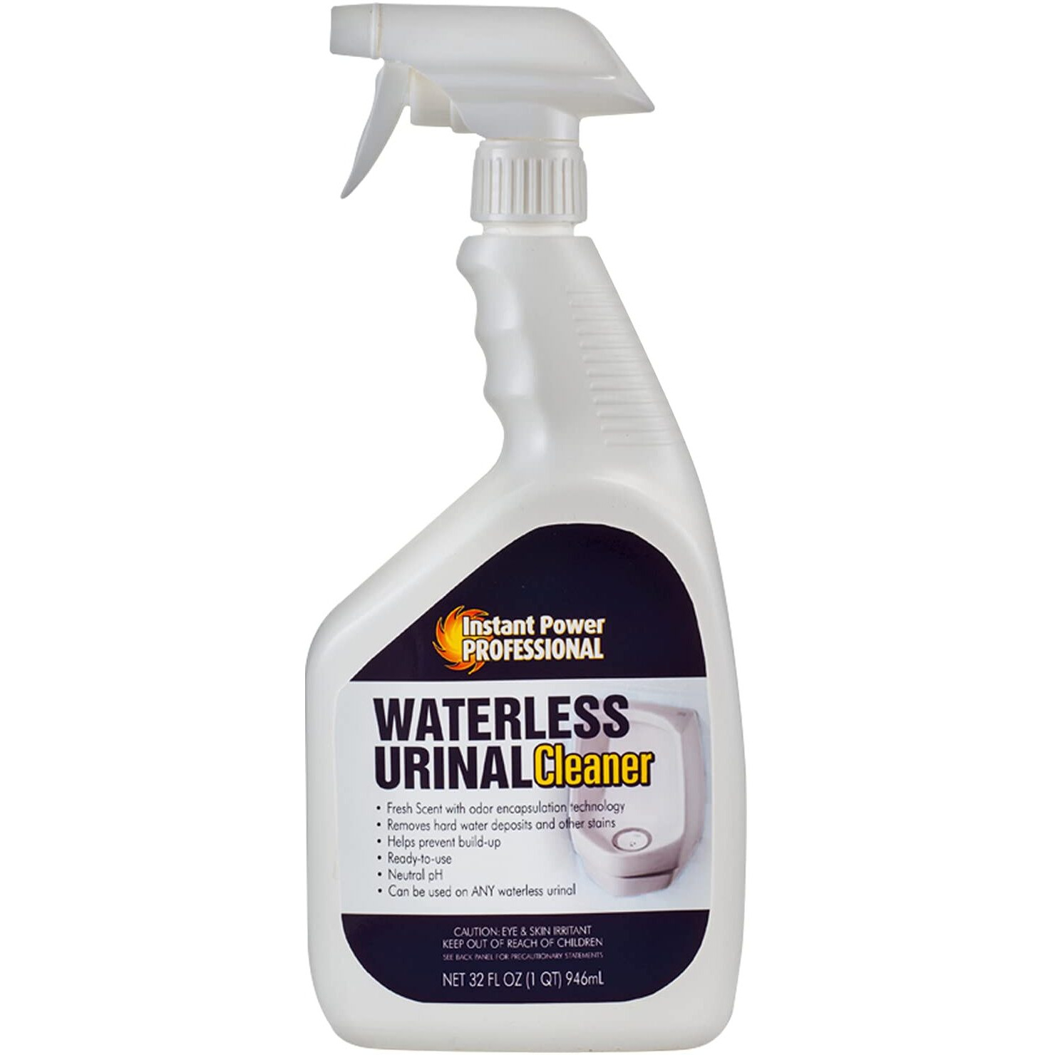 Instant Power Professional Waterless Urinal Cleaner - Removes Hard Water Deposits And Other Stains  Prevents Drain Buildup  Ready To Use  32 Oz