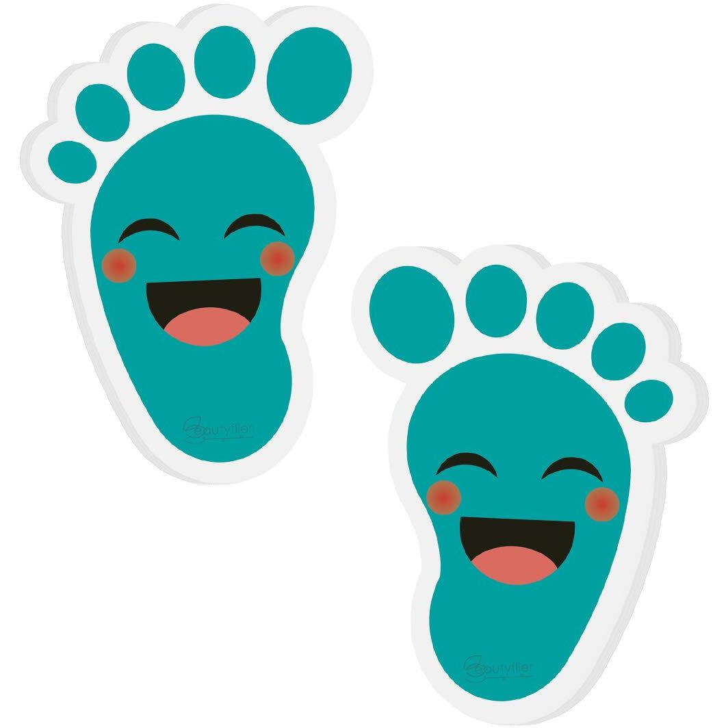 Beautyflier 20 Pairs Self-Adhesive Kids Footprint Stickers Cartoon Guide Floor Decals Social Distance Cute Smile Floor Stickers For Kids Room Party Nursery Floor School Stairs Decor (Cyan-Blue)