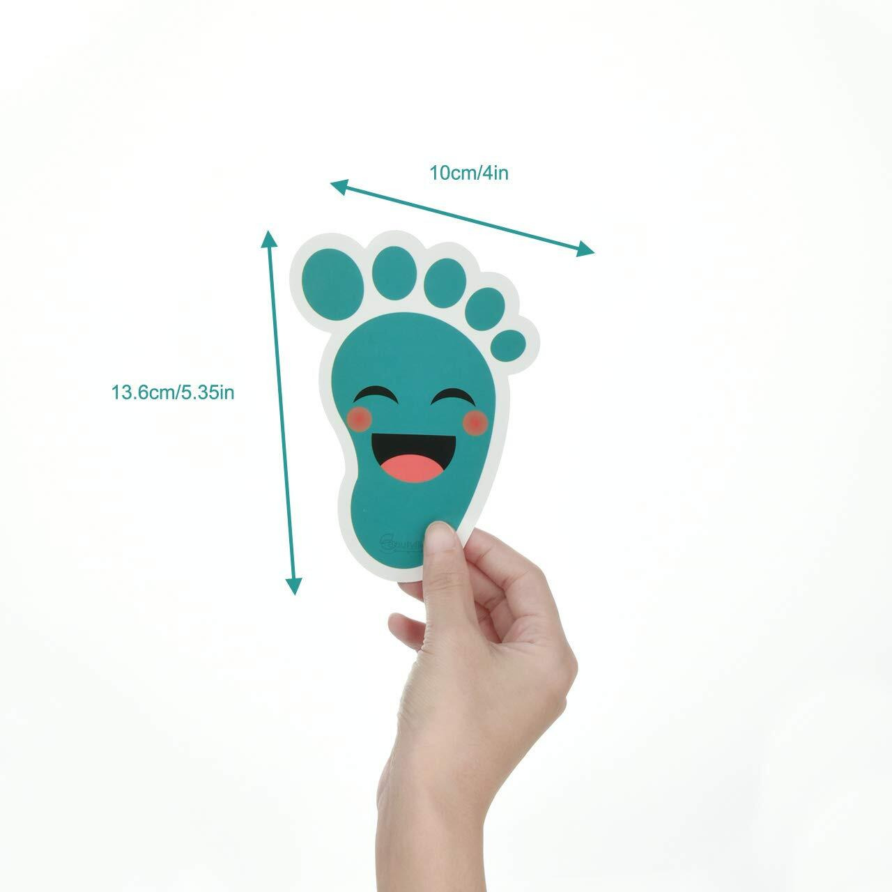 Beautyflier 20 Pairs Self-Adhesive Kids Footprint Stickers Cartoon Guide Floor Decals Social Distance Cute Smile Floor Stickers For Kids Room Party Nursery Floor School Stairs Decor (Cyan-Blue)