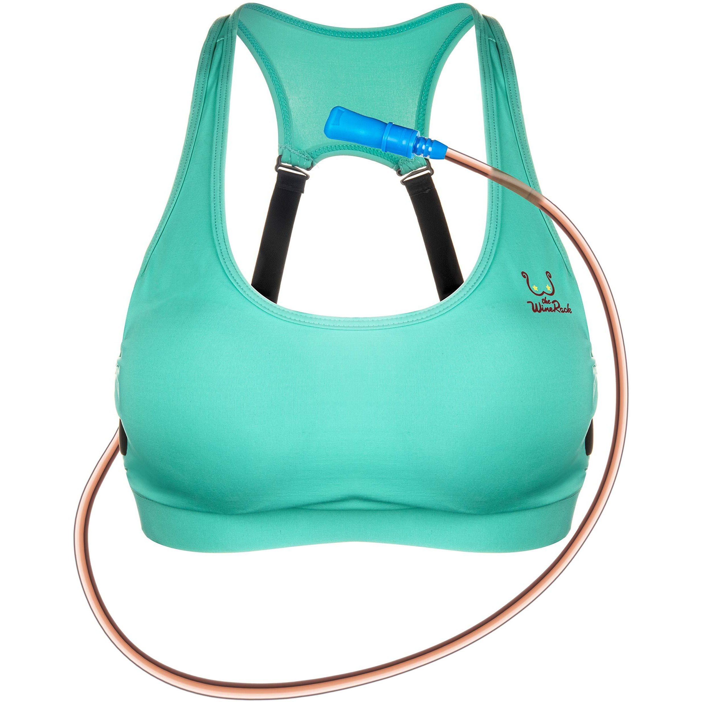 The Original Winerack Booze Bra Flask - Adjustable Design - Holds 25Oz Of Booze (Turquoise  Medium)