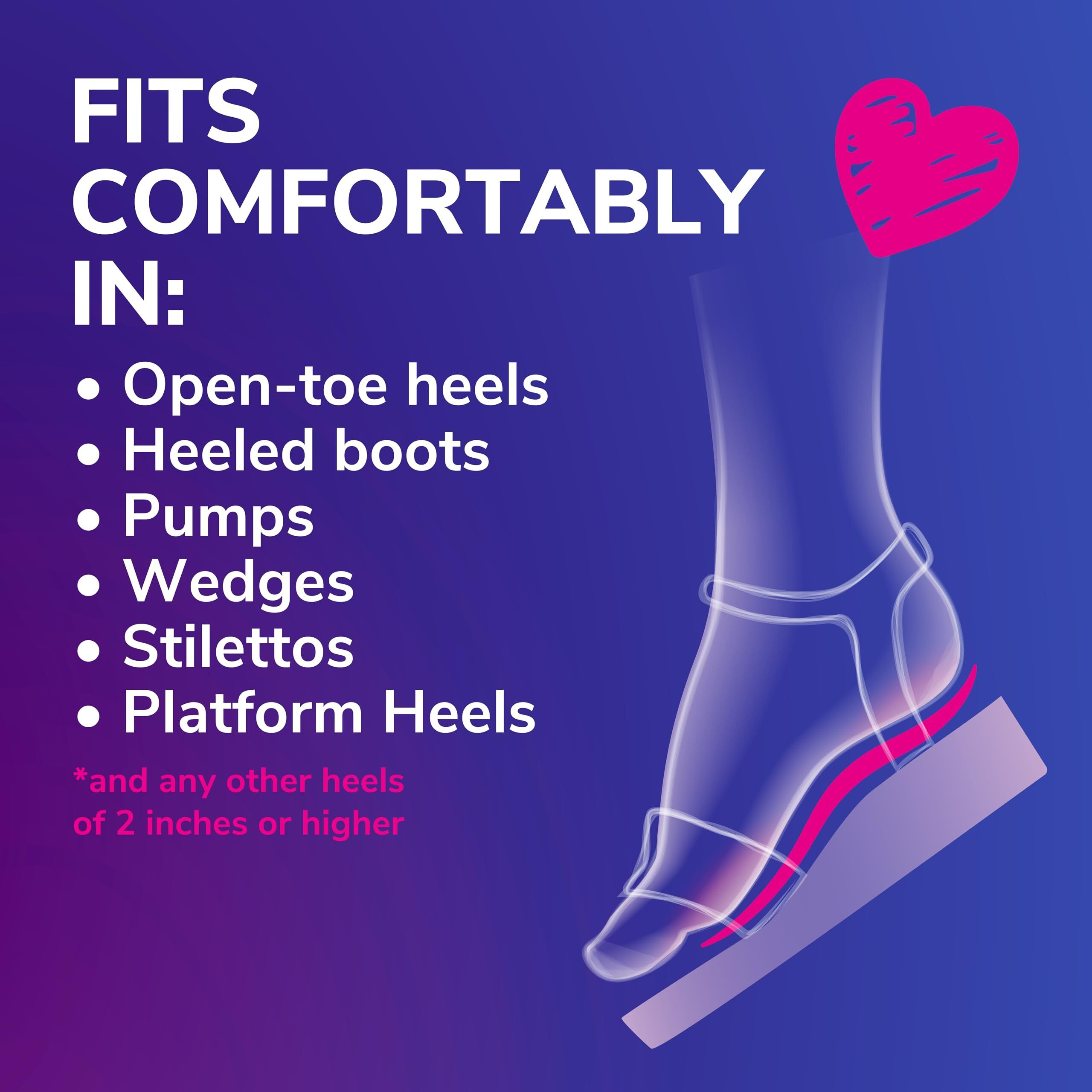 Dr. Scholl 's Love Your Heels & Wedges 3/4 Length Insoles  All-Day Comfort For High Heeled Shoes  Relieve & Prevent Shoe Discomfort  Absorbs Shock  Arch Support  No-Show Discreet Insert  1 Pair