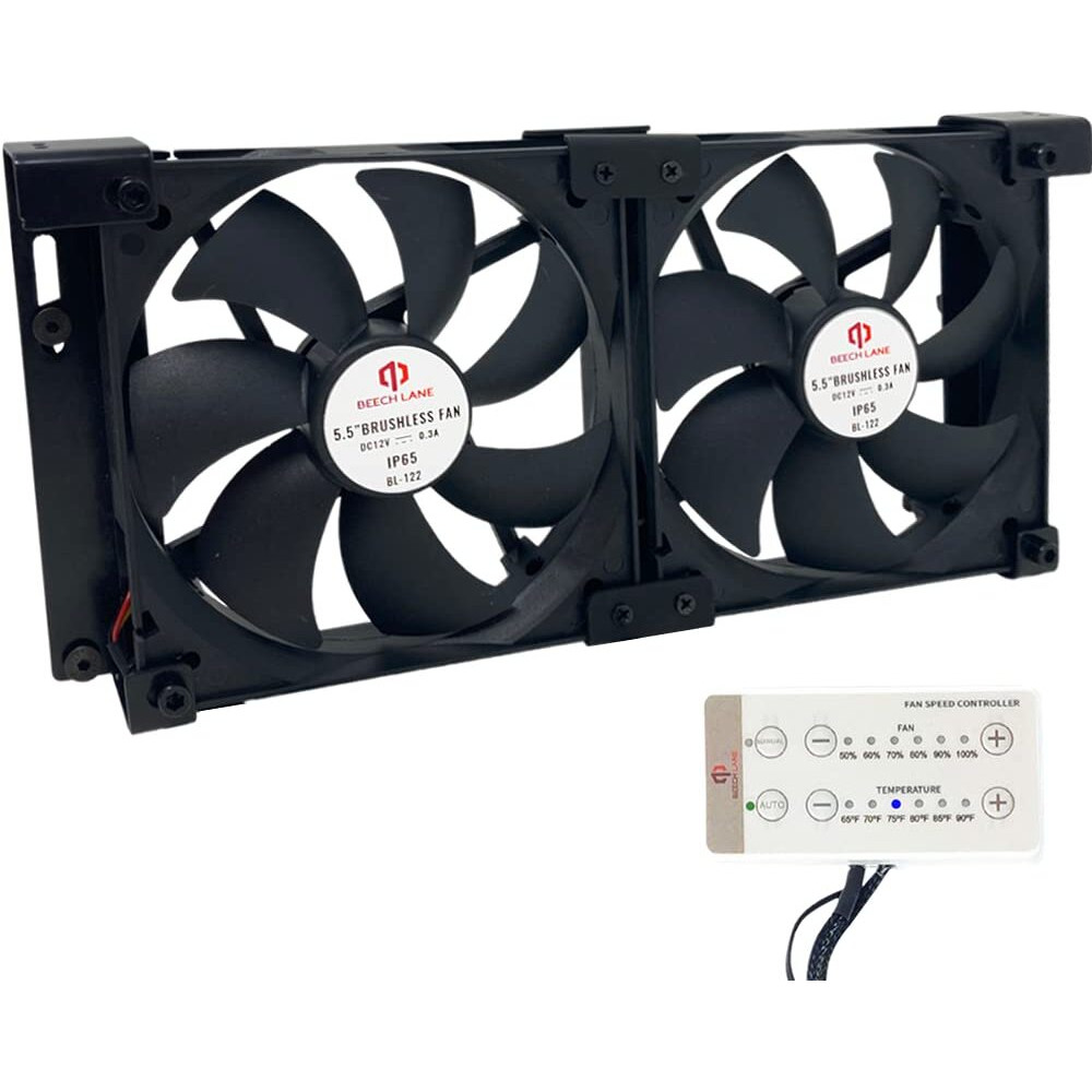 Beech Lane 12V Rv Fridge Ventilation Cooling Fan 5.5"" (140Mm)  Custom Mounts For American Rv Side Vents  Adjustable Temperature Settings  High-Tech Remote With Manual/Auto Modes  Waterproof