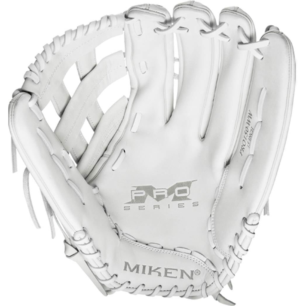 Miken Pro Series 15"" Slow Pitch Softball Glove Pro150-Ww Right Hand Thrower  White/White