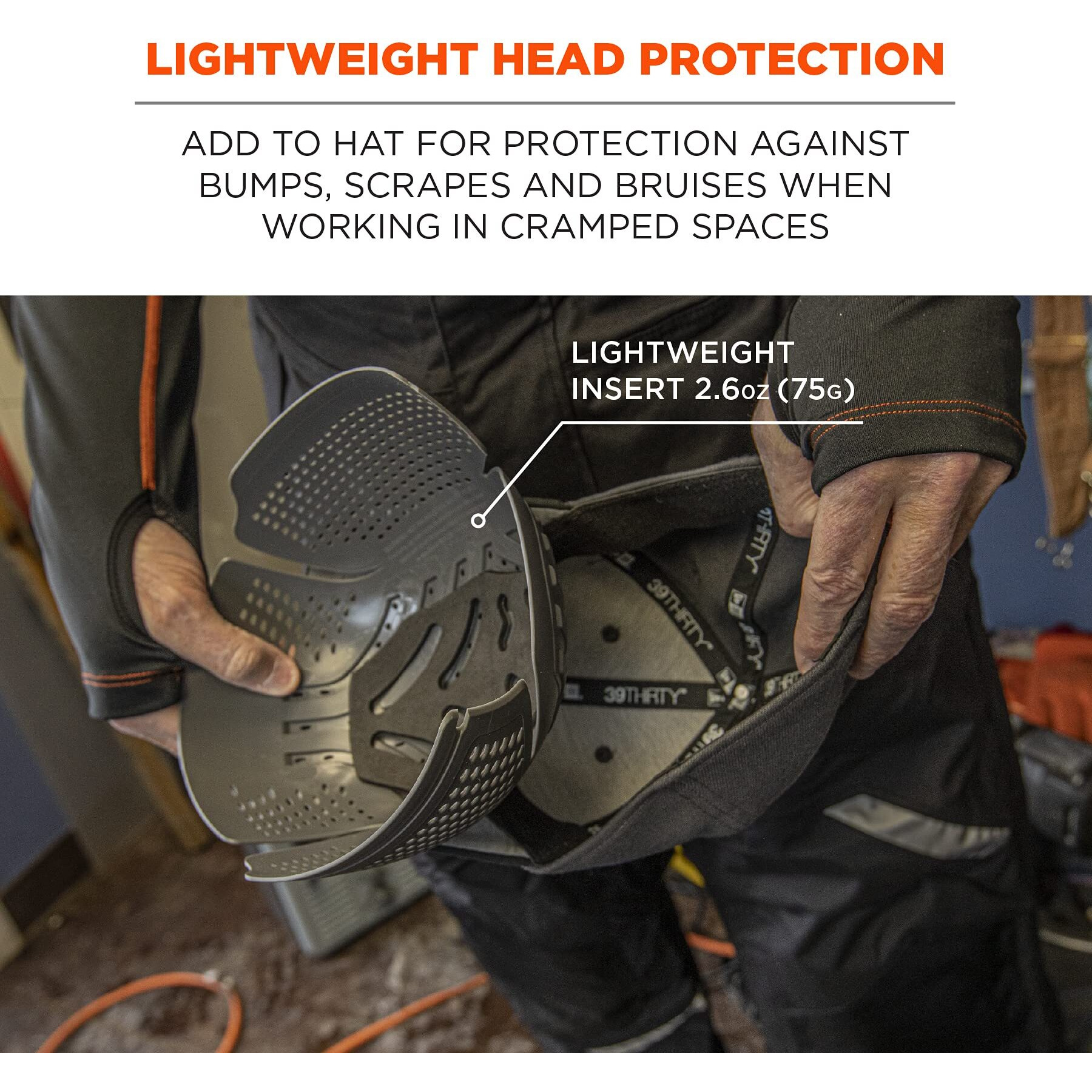 Ergodyne Skullerz 8945F(X) Universal Bump Cap Insert With Extra Venting  Fits Into Any Baseball Hat  Charcoal