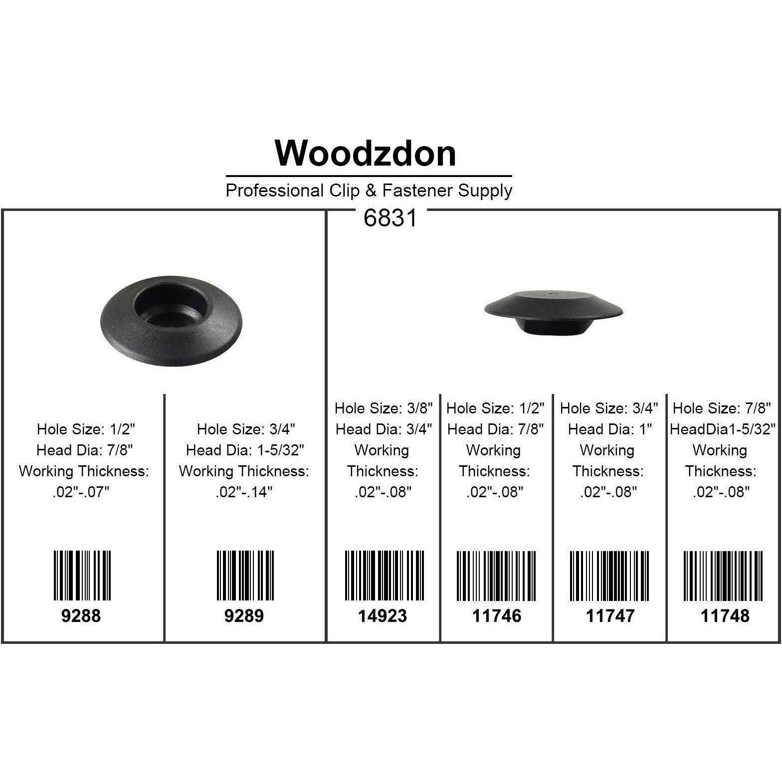 Woodzdon 141 Pcs Plugs In Box Auto Body Black Plastic Hole Plug Button And Flush Mount Sheet Metal Plug Assortment Kit Assorted Set Automotive Body Plug Hole Cap Fits Hole Size 1/2""  3/4""  3/8""  7/8""
