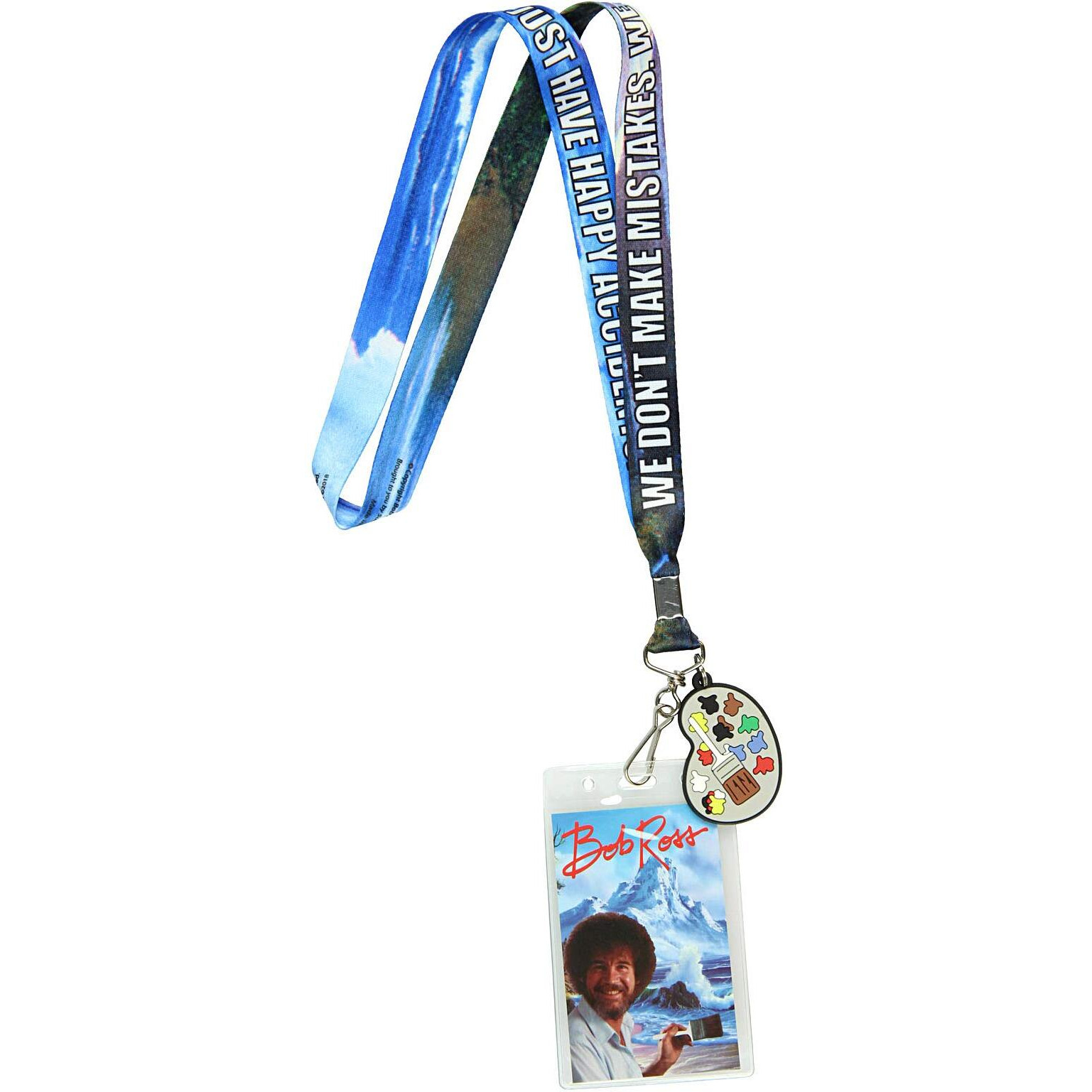 Bob Ross Lanyard Happy Accidents With Painting Charm And Id Holder