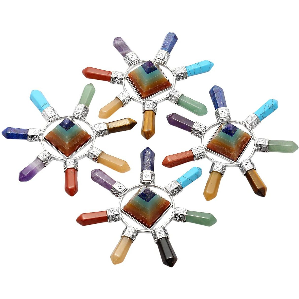 Rockcloud Pyramid & 7 Chakra Points Energy Generator Reiki Healing Crystal Stone Mixed Stone