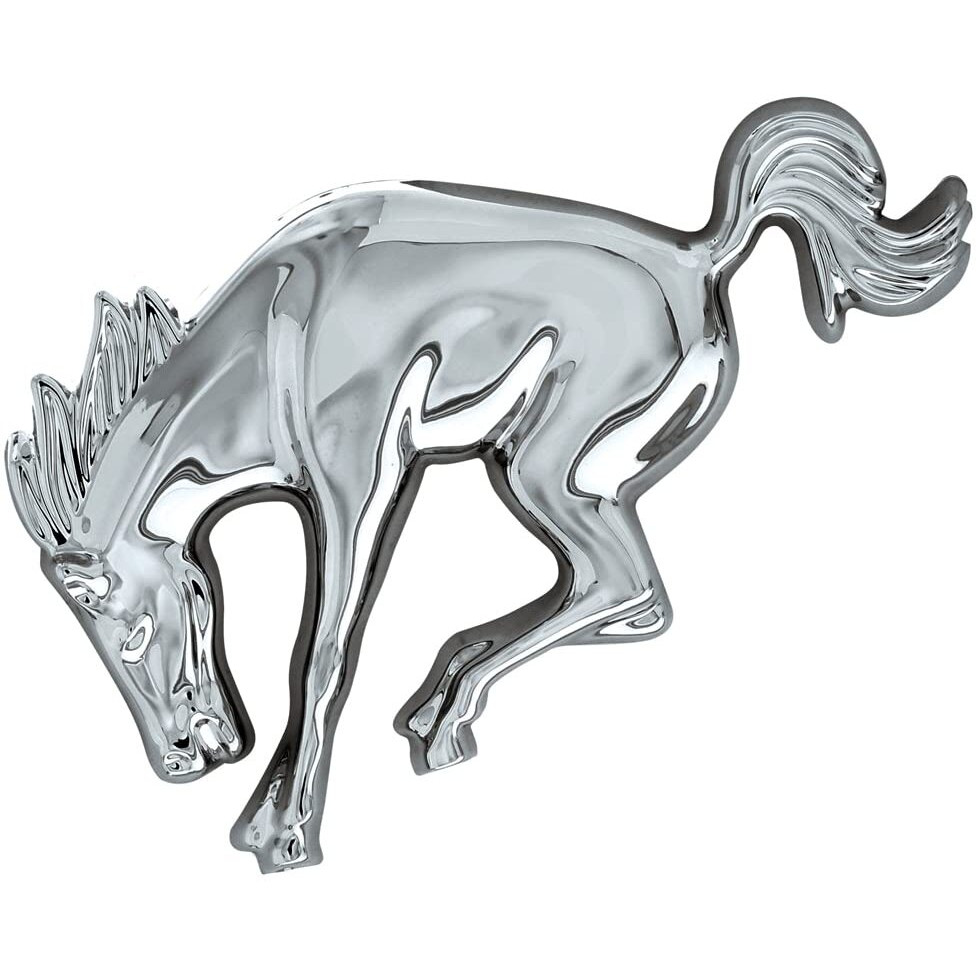 United Pacific 50130 Triple Chrome Plastic Bucking Horse Emblem  Badge Replacement  Double-Sided Tape  Easy Installation - One Unit
