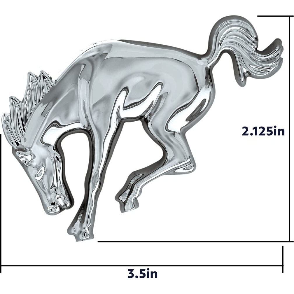 United Pacific 50130 Triple Chrome Plastic Bucking Horse Emblem  Badge Replacement  Double-Sided Tape  Easy Installation - One Unit