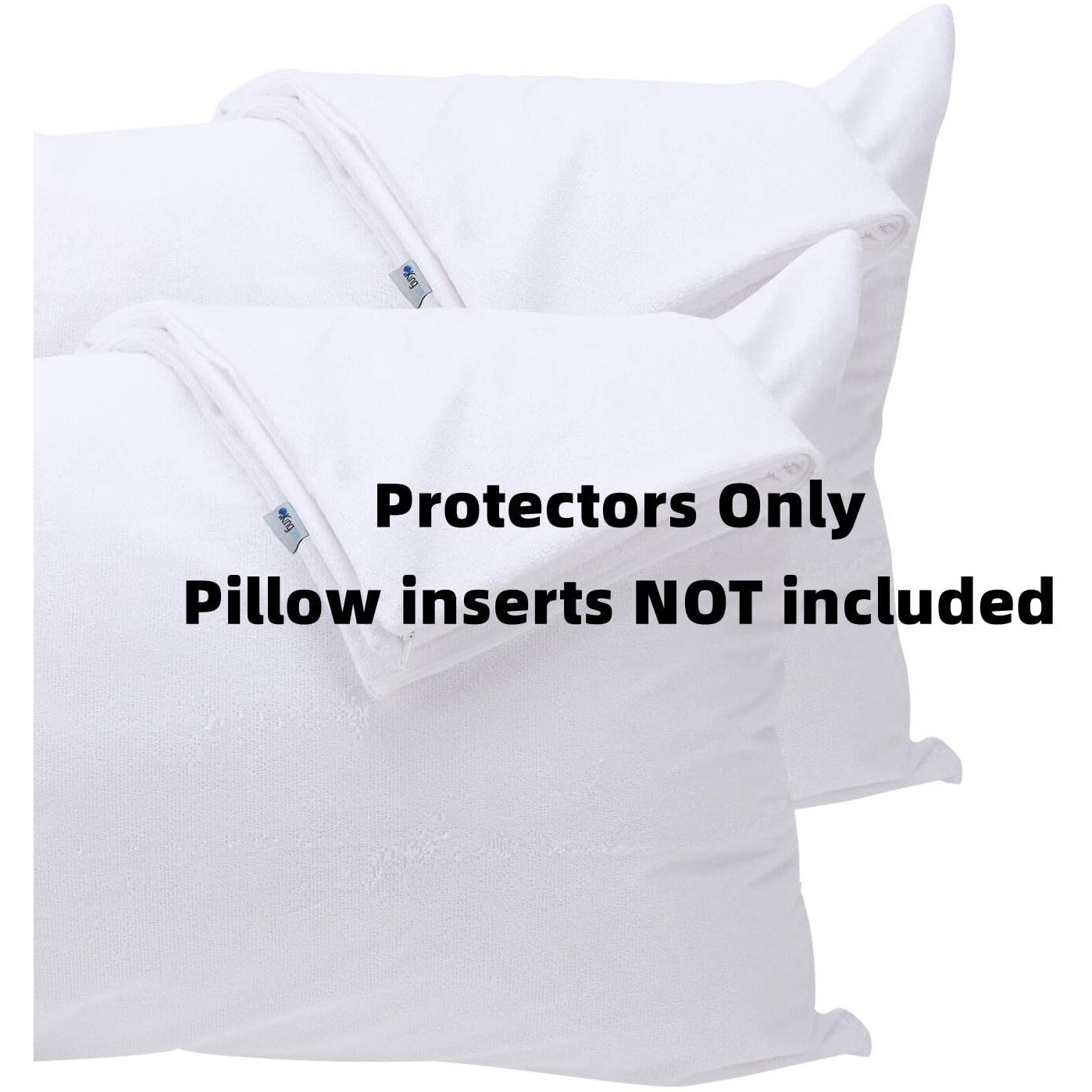 Kingnex 4 Pack Feather Proof Pillow Protectors Queen Size With Zipper - Waterproof - Down Proof Terry Surface