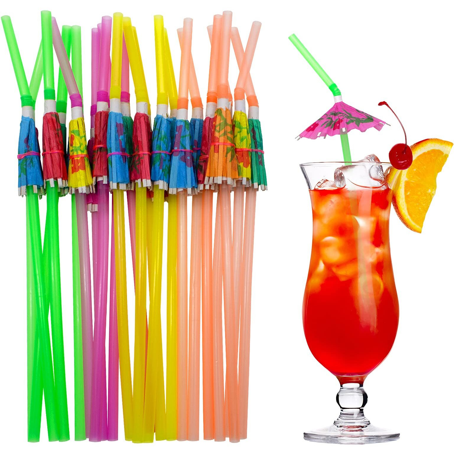 Blue Top 100Pcs Umbrella Drink Straws 9.45 Inch Assorted Colors  Fancy Mini Paper Umbrella Drink For Cocktail Milkshake Juice Great For Valentine's Day Beach Party Hawaiian Party Luau Party Bar