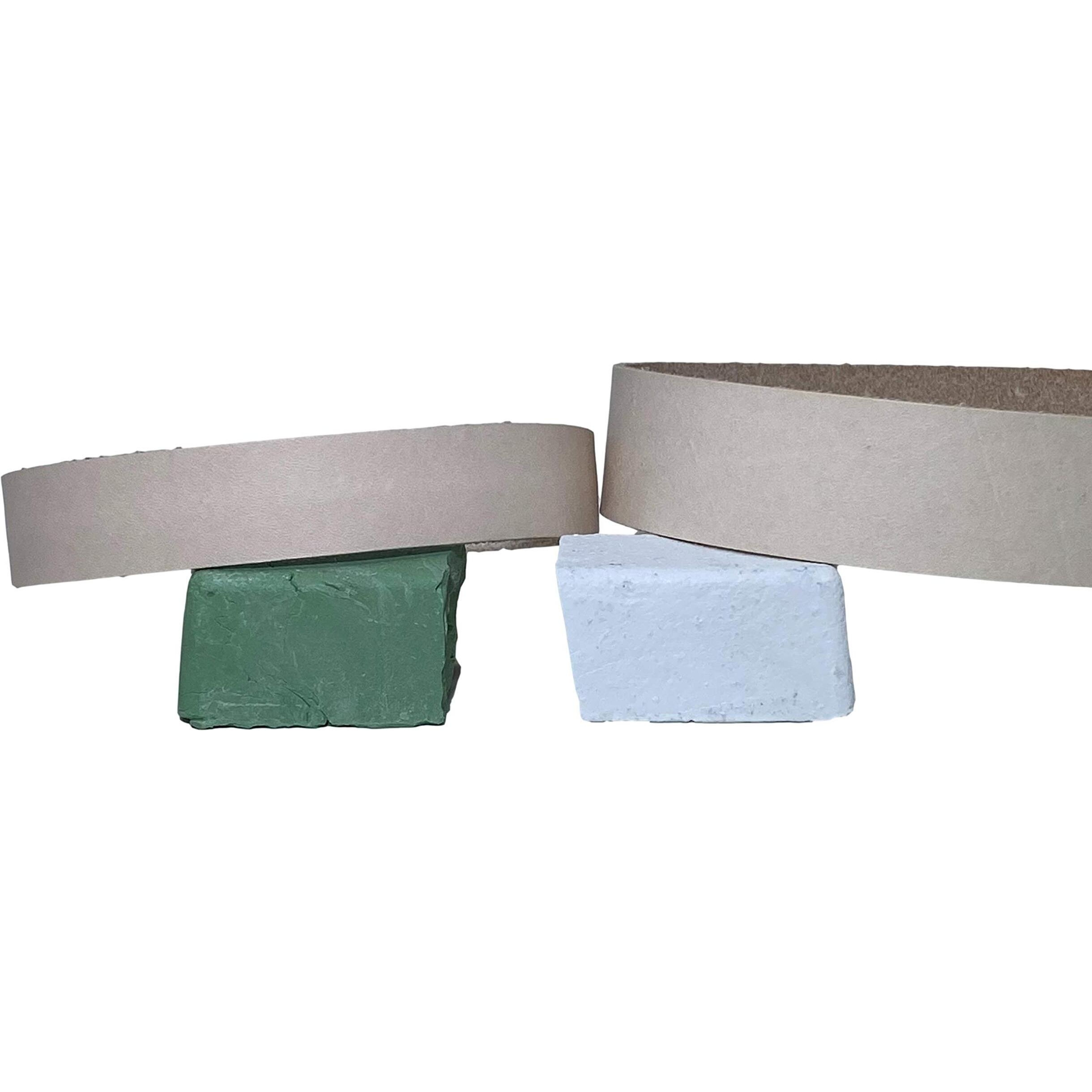 3/4"" X 12"" And 1"" X 18"" Leather Strop Combo Pack - Fits Ken Onion Worksharp Wsktsko And Ken Onion Blade Grinder Attachment Wsso81112. Green And White Compounds Included