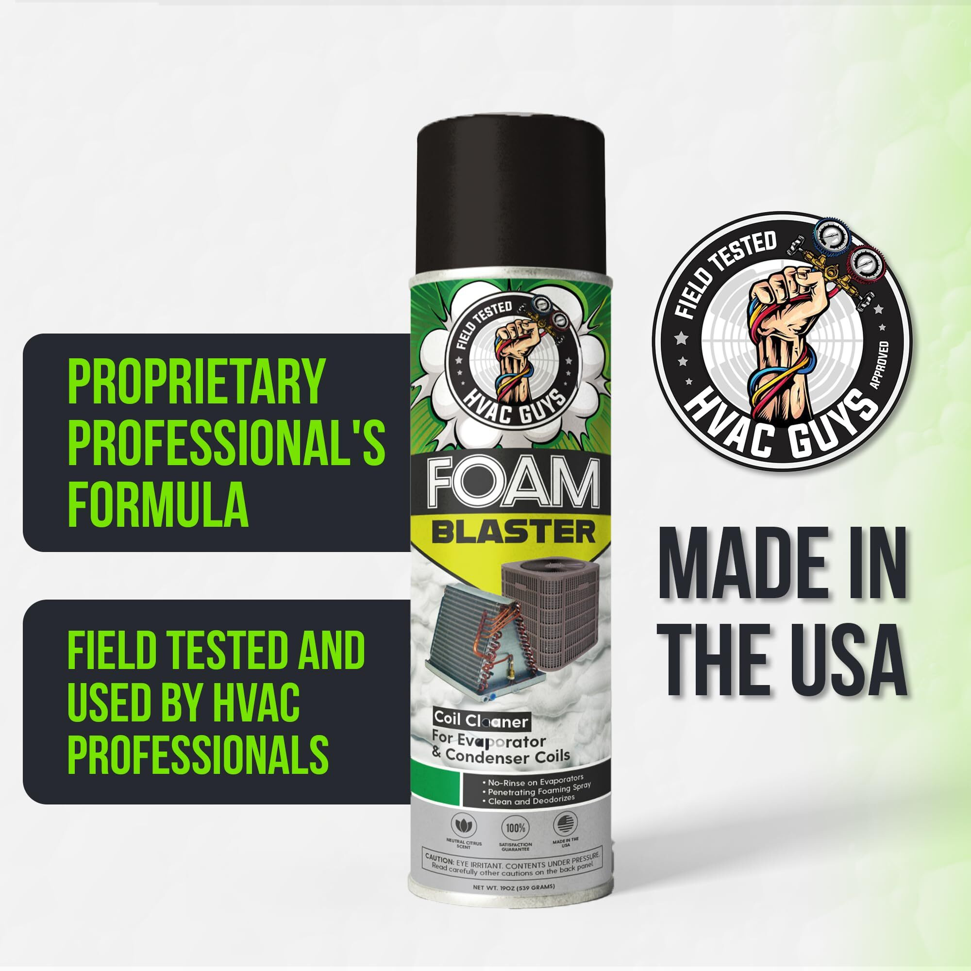 Leak Saver Hvac Guys Foam Blaster Air Conditioner Cleaner - Ac Coil Cleaner Foaming No Rinse Formula - Coil Cleaner For Ac Unit Condenser And Evaporator Coil Cleaner - Neutral Citrus Scent