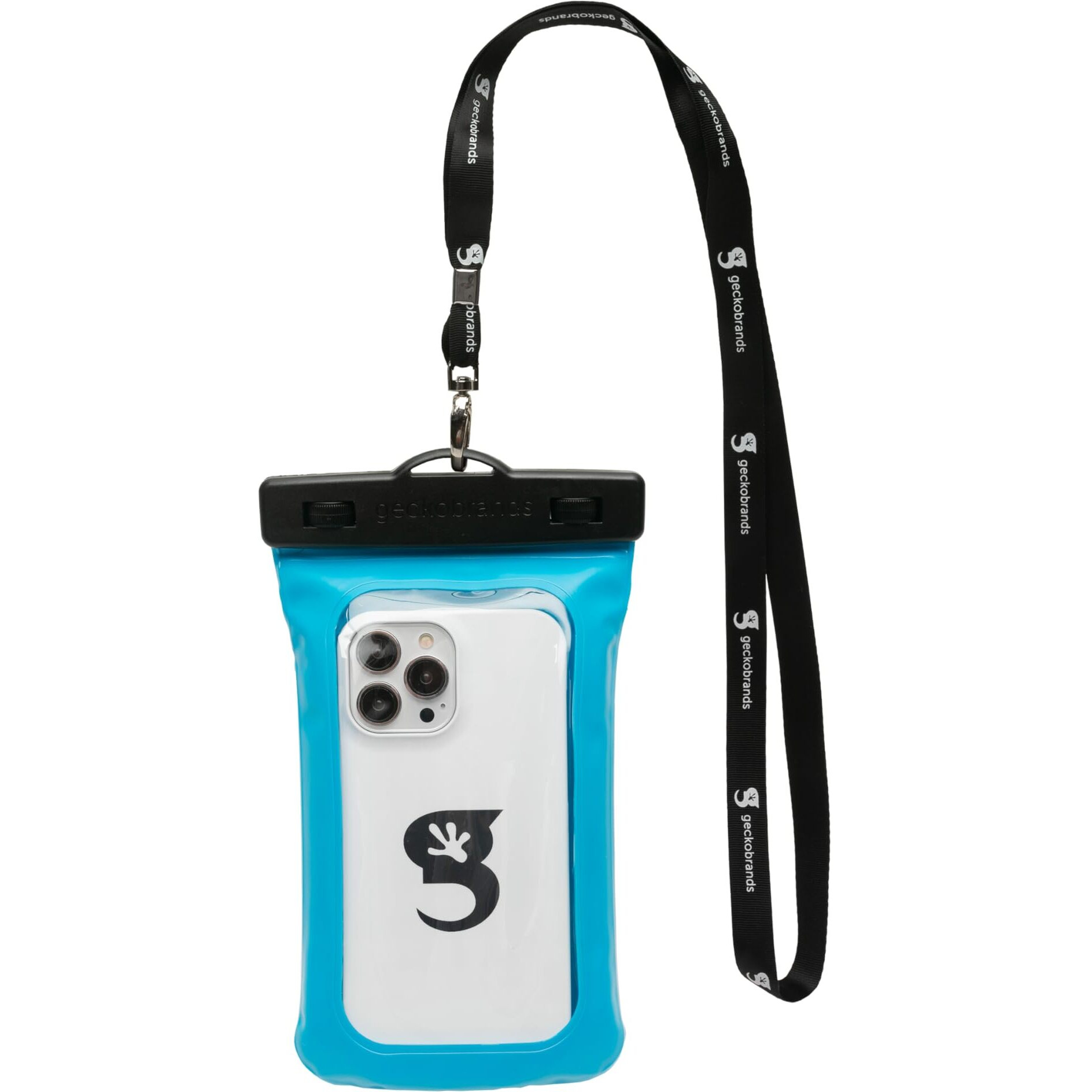 Geckobrands Float Phone Dry Bag  Neon Blue - Floating Watertight Dry Bag Phone Pouch  Fits Most Iphone  Samsung Galaxy Models