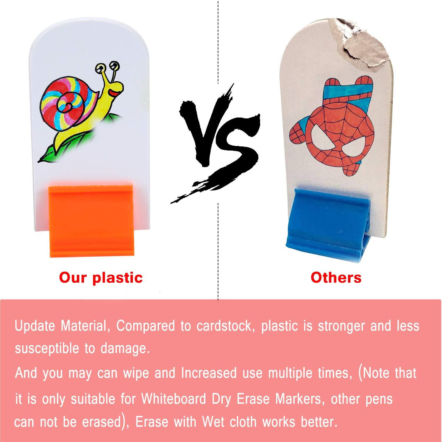 Meetory 112 Pcs Blank Game Board Markers And Game Card Stands With Black Marker Pens  65 Plastic Token Cards Diy Game Markers With 45 Multi-Color Card Stands For Party Favor