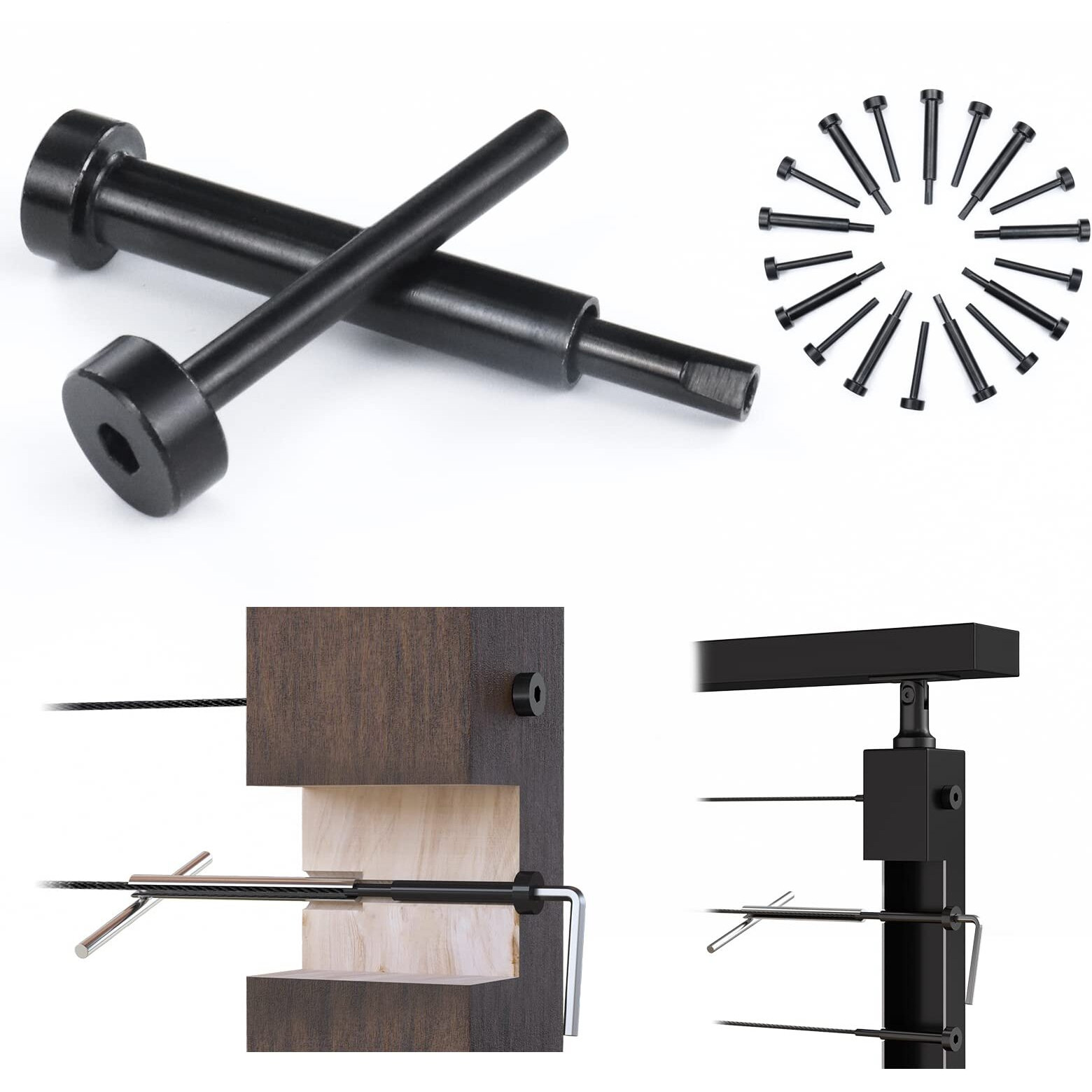 [Patent] Muzata 20Pair Black Invisible Cable Railing Kit 1/8"" Swage Tensioner And Terminal Hidden T316 Stainless Steel For 2"&quotX2"" And 4"&quotX4"" Wood Metal Post Deck Stairs Blackcool System Cr26  Cv1 Cv2