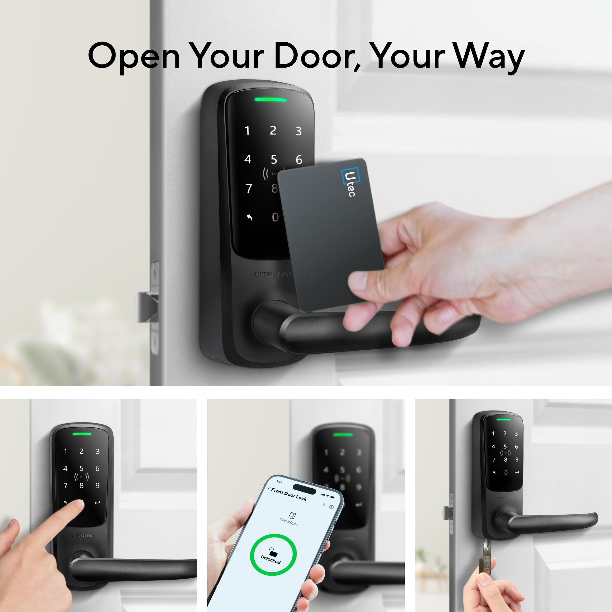 Ultraloq Latch 5 Built-In Wifi Smart Lock With Nfc  5-In-1 Keyless Entry Door Lock With Touch Digital Keypad  Smart Handle Lock  App Control  Black