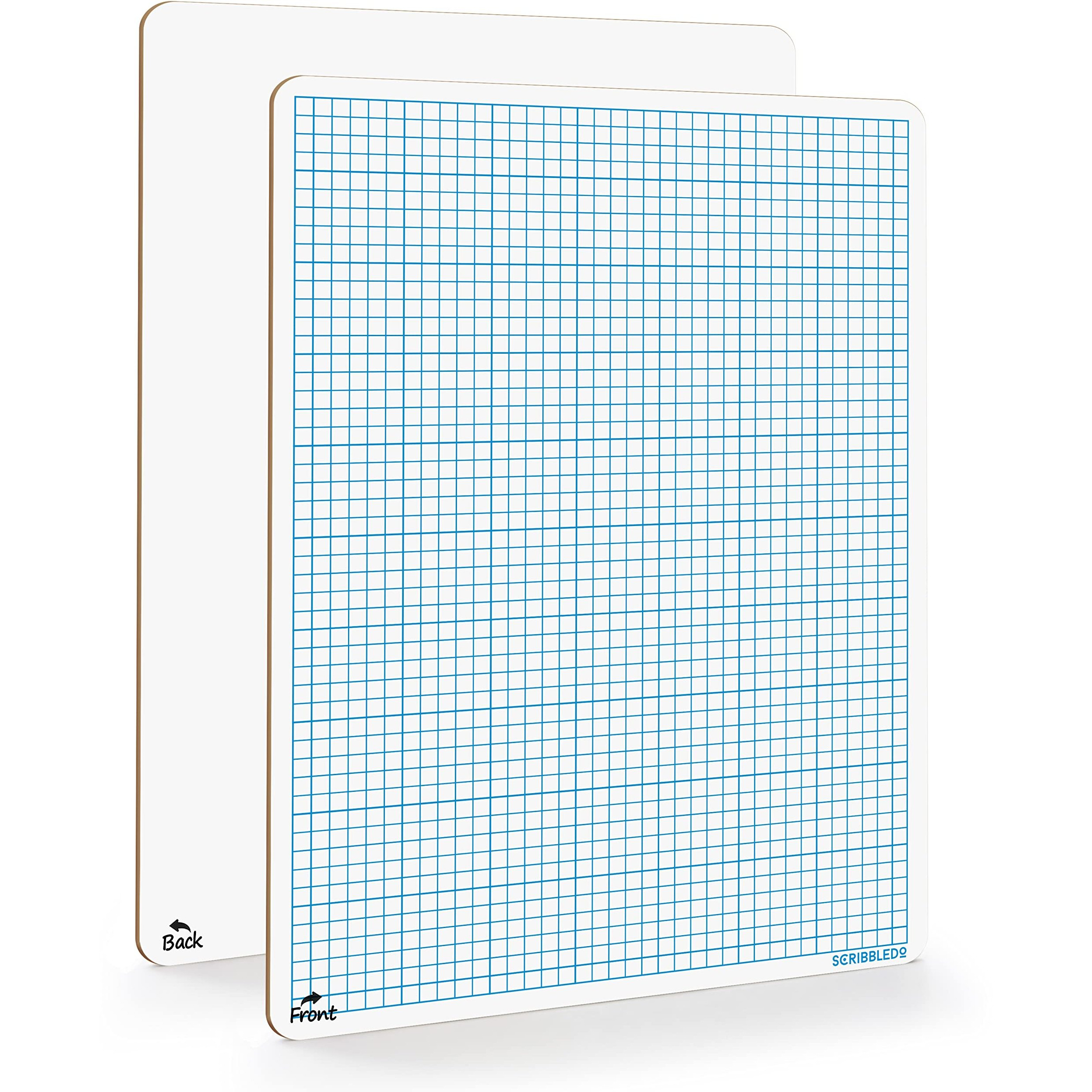 Scribbledo Dry Erase Graph Whiteboard 9"" X 12"" Double Sided Dry Erase Board With Grid For Home  School  Classroom  Kids And Students Portable Grid Board For Graphing And Geometry