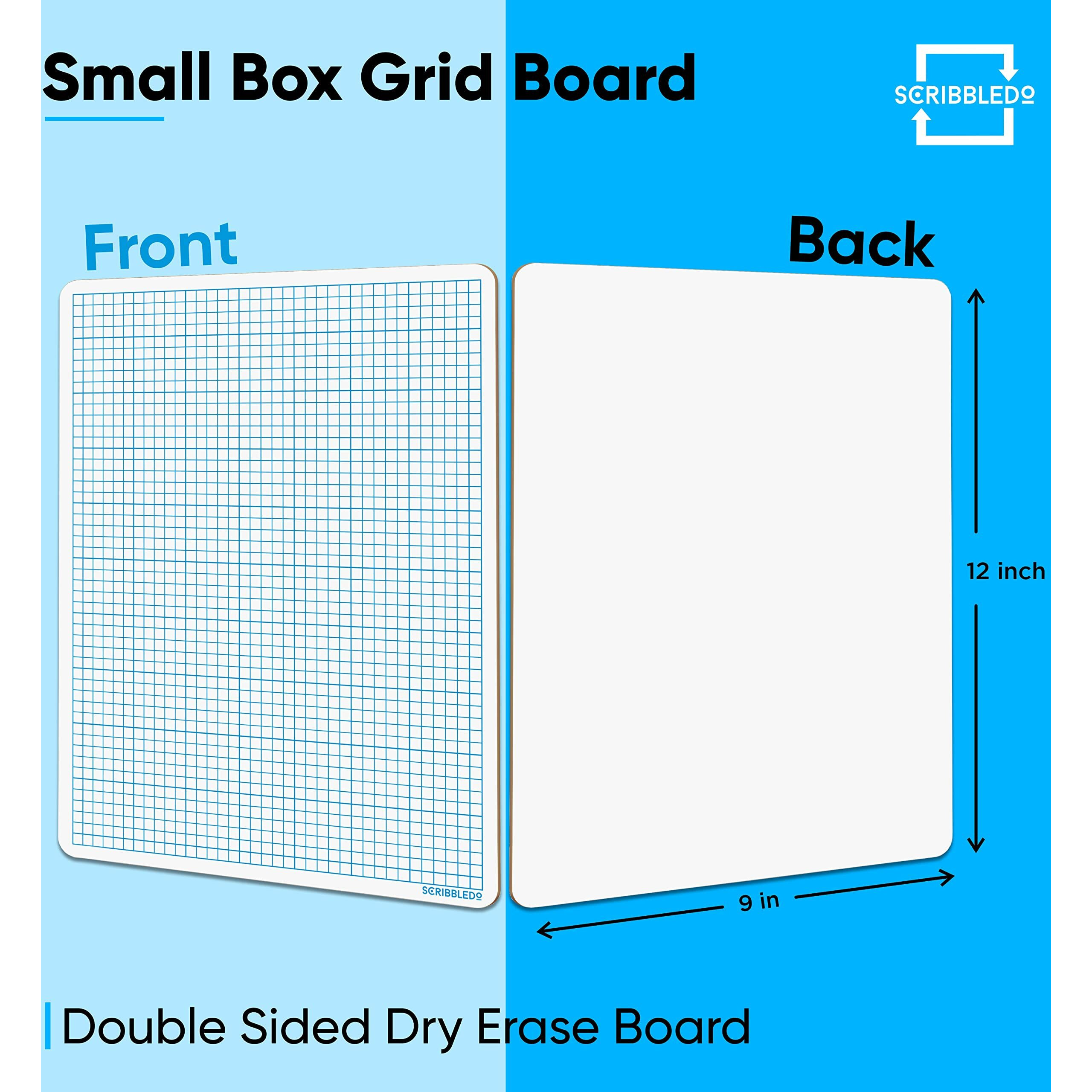 Scribbledo Dry Erase Graph Whiteboard 9"" X 12"" Double Sided Dry Erase Board With Grid For Home  School  Classroom  Kids And Students Portable Grid Board For Graphing And Geometry