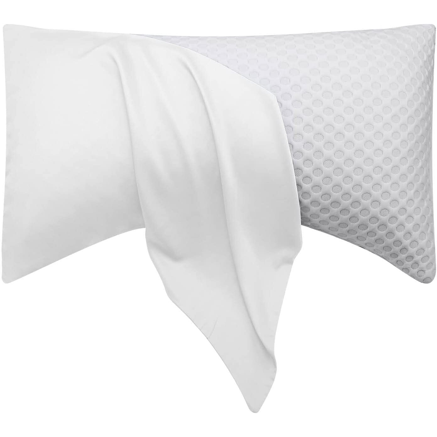 Cooling Side Sleeper Pillow Cases - Curved Rayon Derived From Bamboo Pillowcase Cover- Breathable Cool Silky Soft Pillowcase For Hot Sleepers Hair And Skin  Queen Size 1 Piece  20 * 30 Inches White