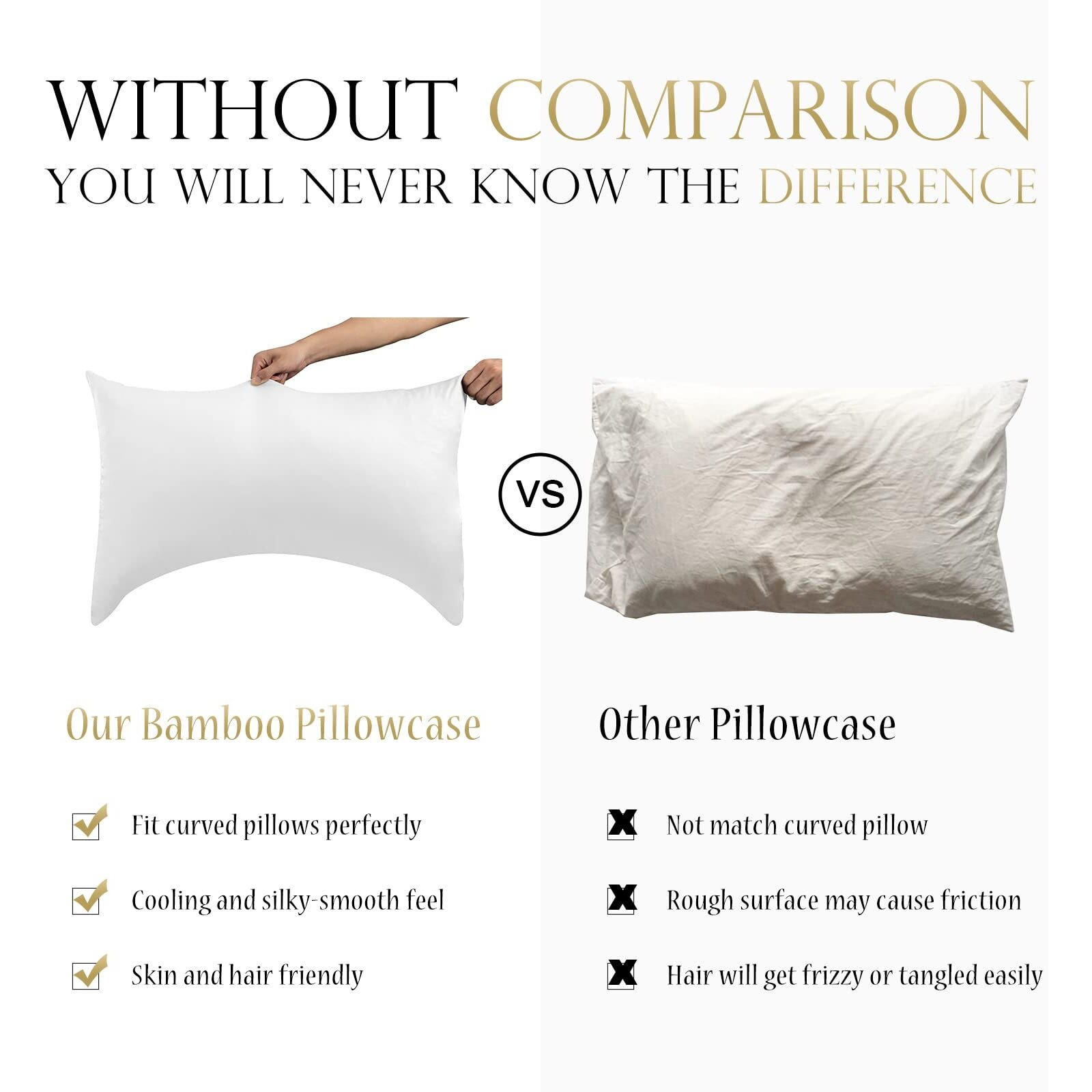 Cooling Side Sleeper Pillow Cases - Curved Rayon Derived From Bamboo Pillowcase Cover- Breathable Cool Silky Soft Pillowcase For Hot Sleepers Hair And Skin  Queen Size 1 Piece  20 * 30 Inches White