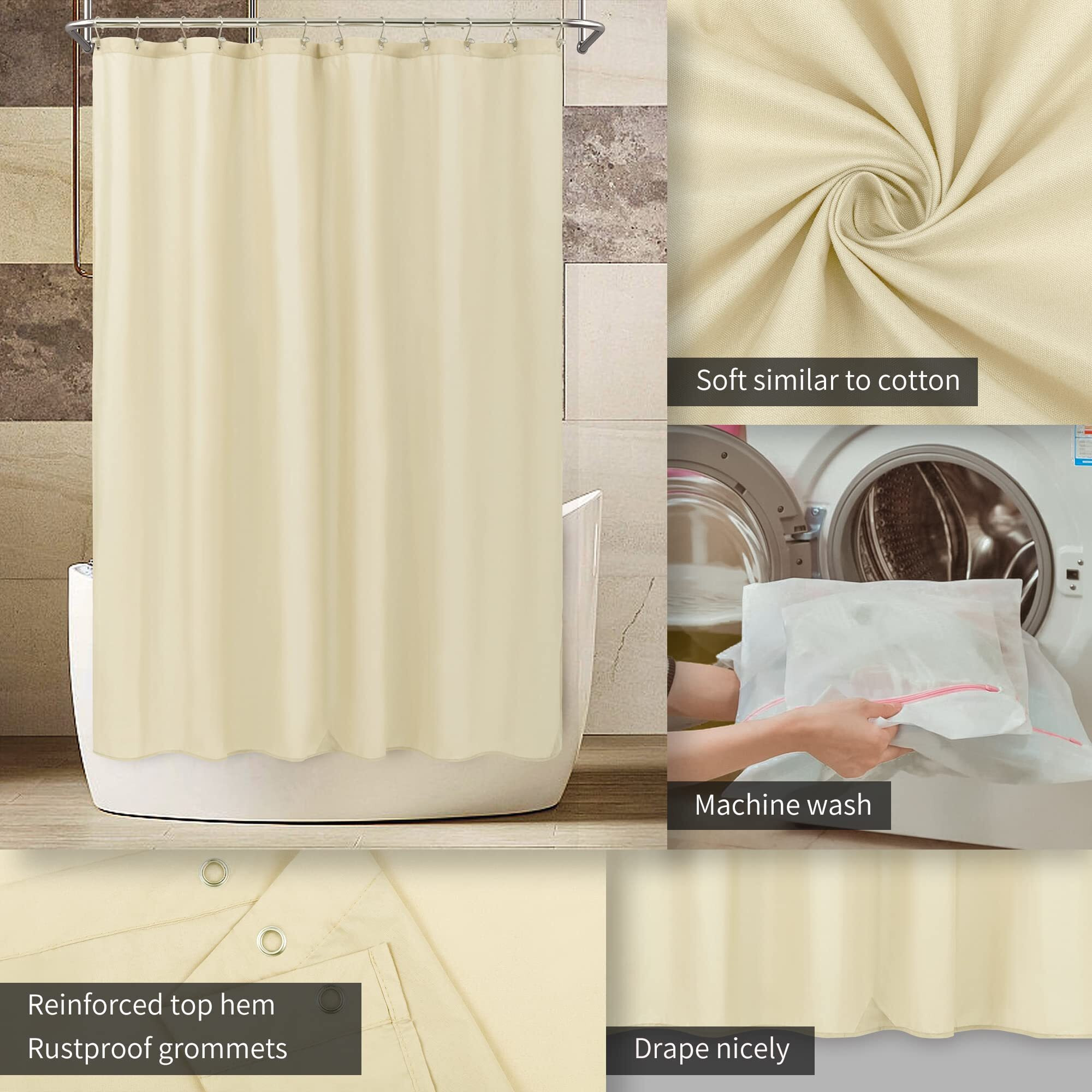 Alyvia Spring Stall Fabric Shower Curtain Liner Waterproof - Soft & Lightweight Small Shower Curtain With Magnets For Narrow Stall Size  Machine Washable - 36X72  Cream