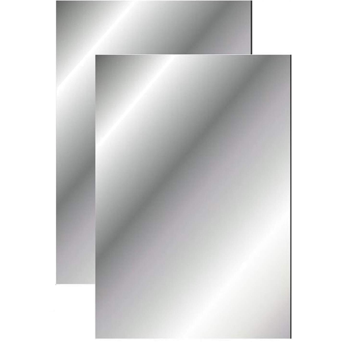 Q-Bics Petg Plastic Reflection Mirror Sheets Stickers  2 Sheets  Grey  11 X 17 Inch  Art Deco  Single Use  Rectangular  Polished