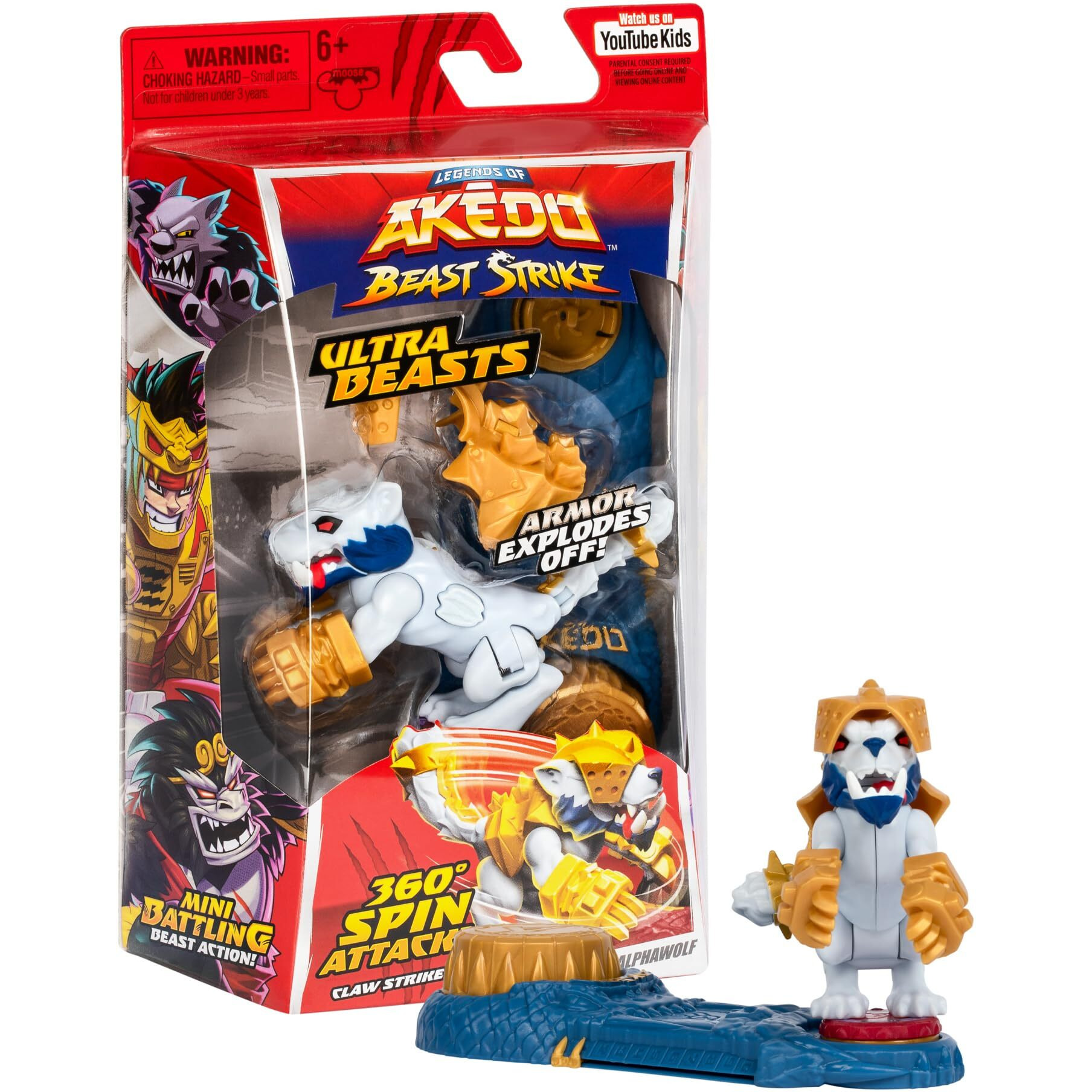 Legends Of Akedo Beast Strike Ultra Beasts | Ripclaw Alphawolf | Supersized With 360 Degree Spin Attack | New Battlespin Controller | Ripclaw Alphawolf Strikes With His Claws And Jaws
