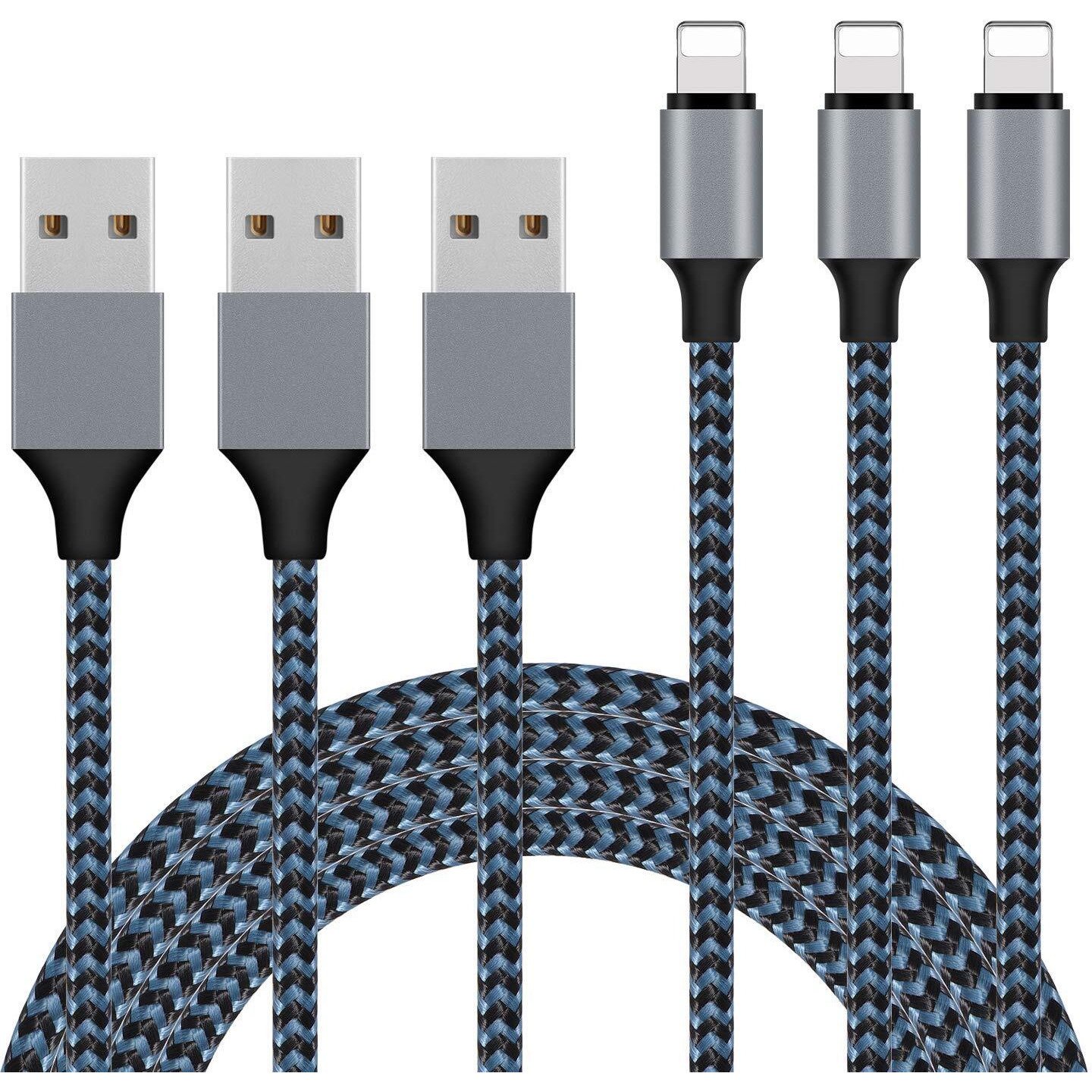 Iphone Charger  Sundix 3Pack 9Ft Lightning Cable Iphone Charger Cable Nylon Braided Charging Cord Compatible Iphone 14/13/12/12Pro/12Promax/11/11Pro/11Pro Max/Xs/Xs Max/Xr/X/8/8Plus/7/7Plus And More