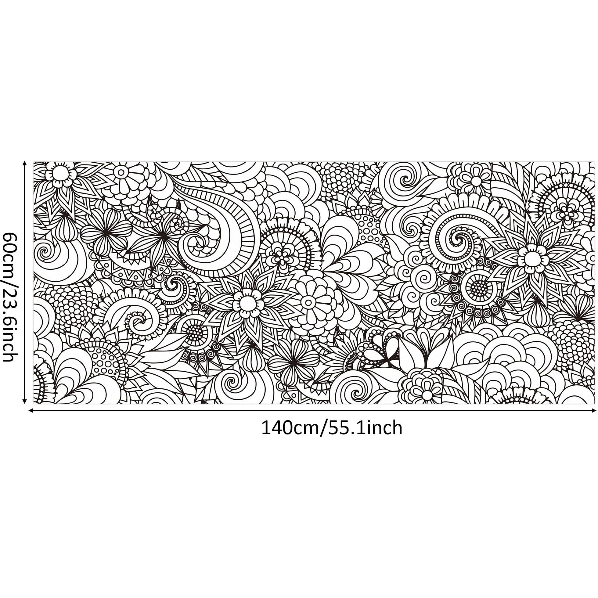Dvbonike Jumbo Mandala Coloring Poster Giant Flower Diy Drawing Paper Art Blank Banner 55.1 X 23.6 Inch Coloring Table Cover Wall Decoration School Group Activities For Kids Arts Craft Party Suppiles