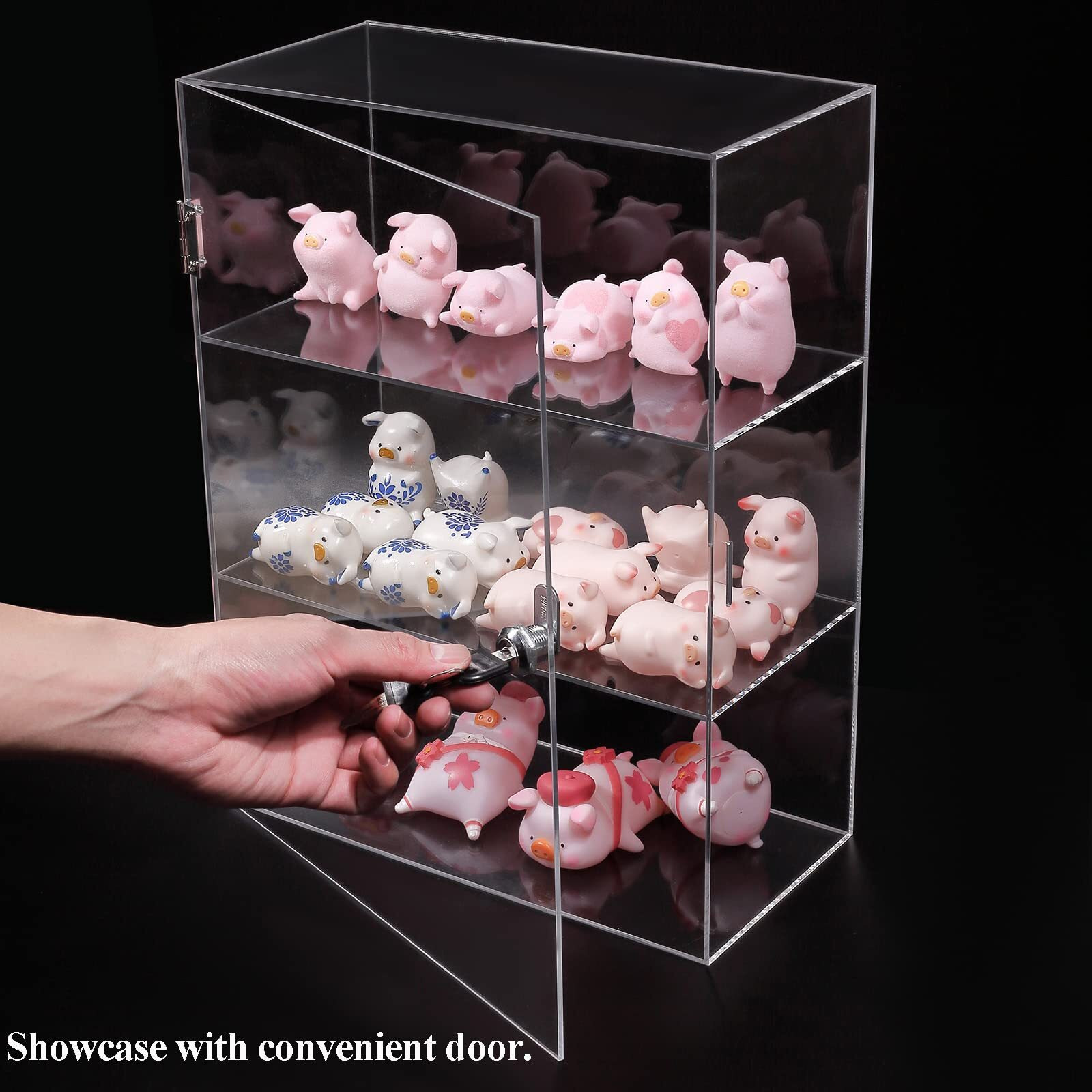 Duvindd 3 Shelf Acrylic Display Case With Lock And Keys  Clear Collectibles Showcase  Countertop Locking Retail Vendor Display Cabinet With Shelves  Bakery Display Case With Door  11.8X5.9X15.7Inch