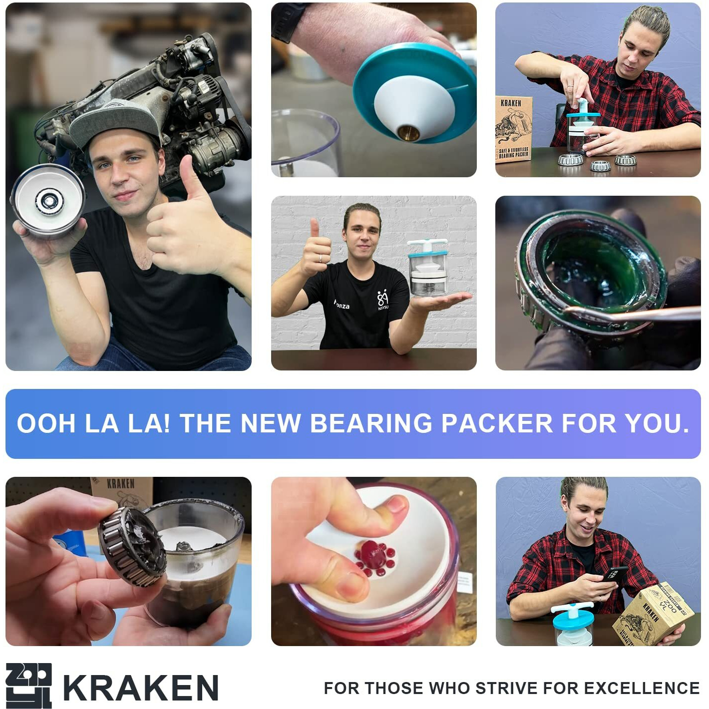 Zooyl Rotation Hand Bearing Packer Tool  Inject Bearing Grease Into Bearing Safely  Easily  Effortlessly  Wheel Bearing Grease Packer Tool  50-Inch Drop Protection  Automatic Bearing Center Locator