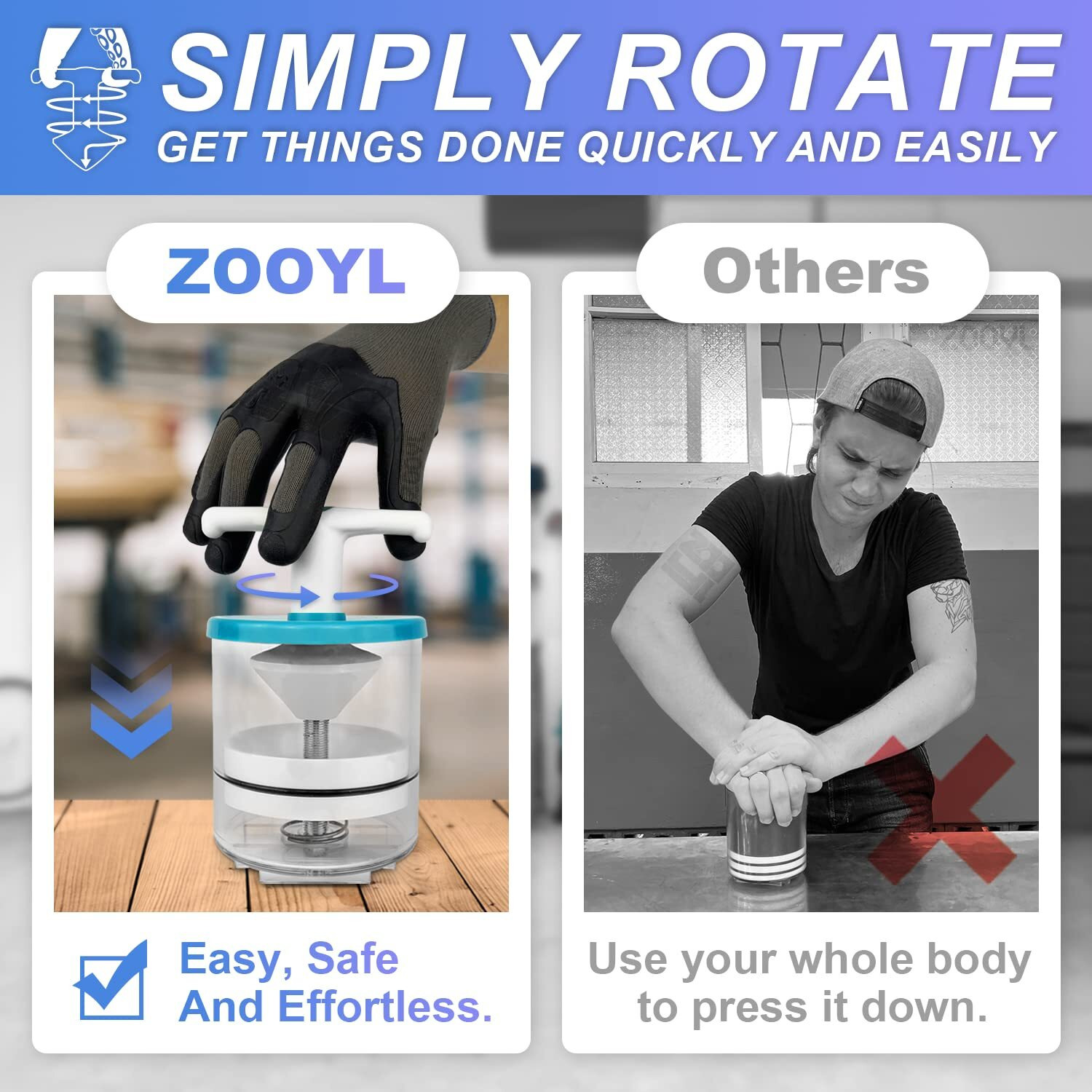 Zooyl Rotation Hand Bearing Packer Tool  Inject Bearing Grease Into Bearing Safely  Easily  Effortlessly  Wheel Bearing Grease Packer Tool  50-Inch Drop Protection  Automatic Bearing Center Locator