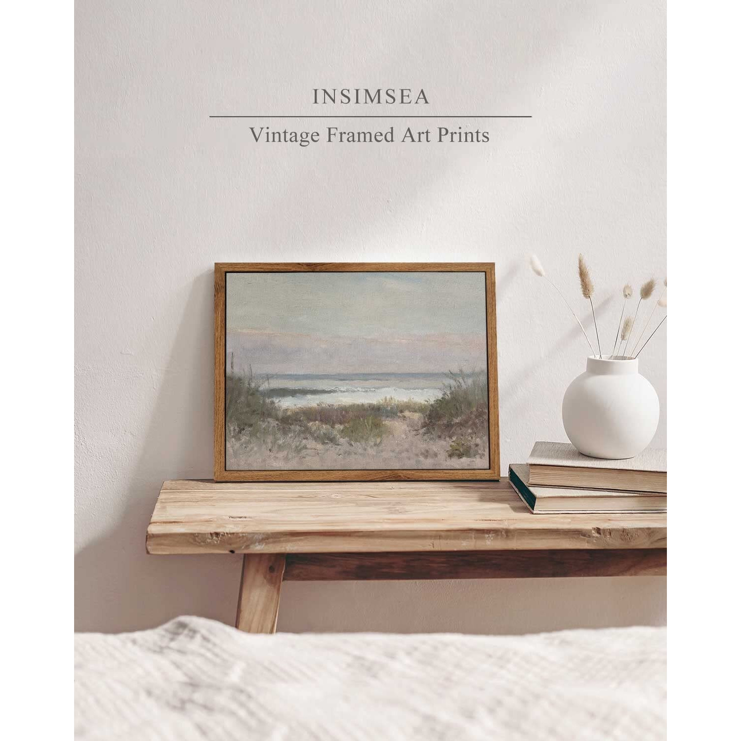 Insimsea Framed Canvas Wall Art Decor Room Decor  Classical Coastal Scenery Bathroom Pictures Wall Decorations  Farmhouse Kitchen Office Bathroom Art Wall Decor 8X10 Inch