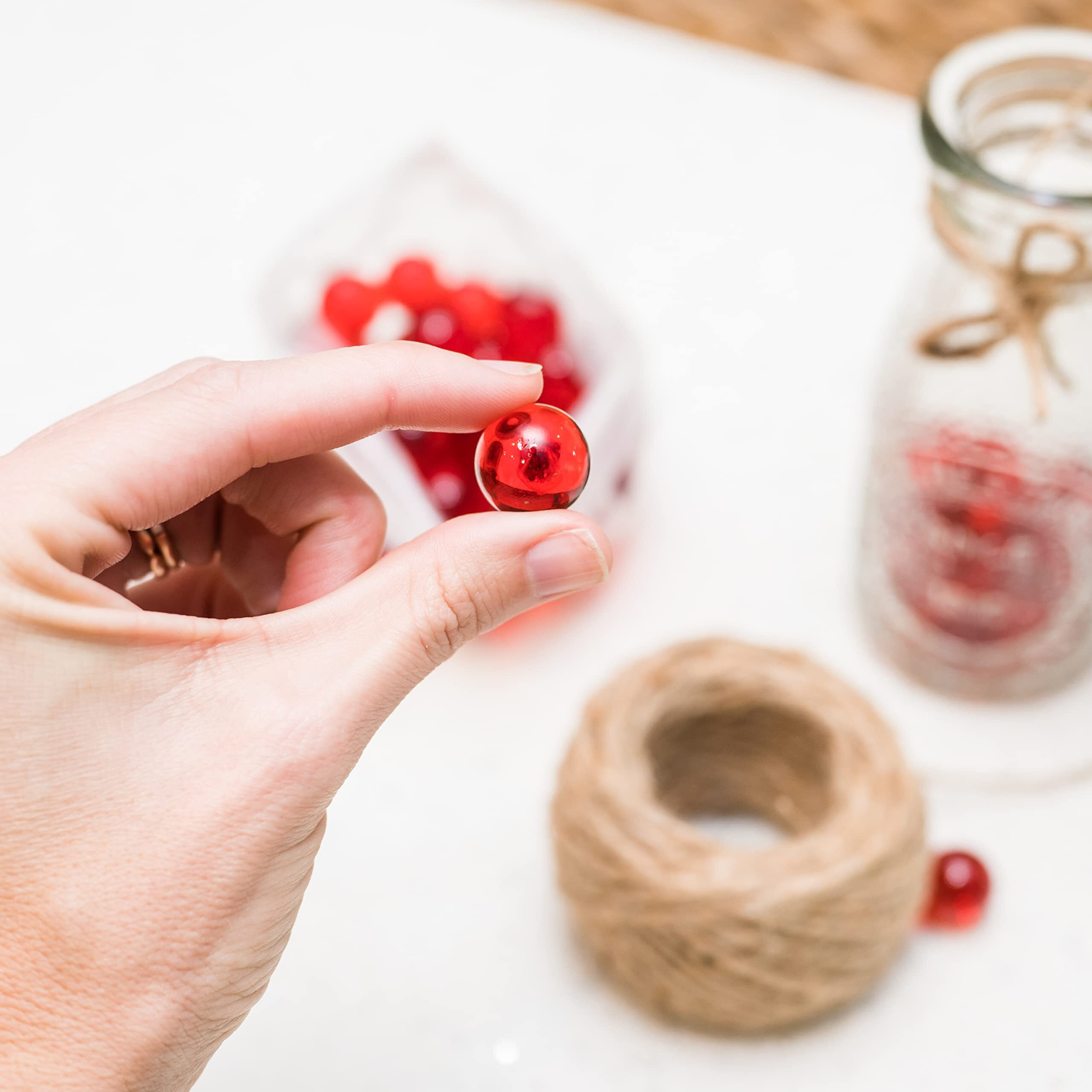 Galashield Marbles For Vases | Glass Marbles Bulk Vase Fillers | Glass Beads For Vases  Round Marble (Red  1 Lb)