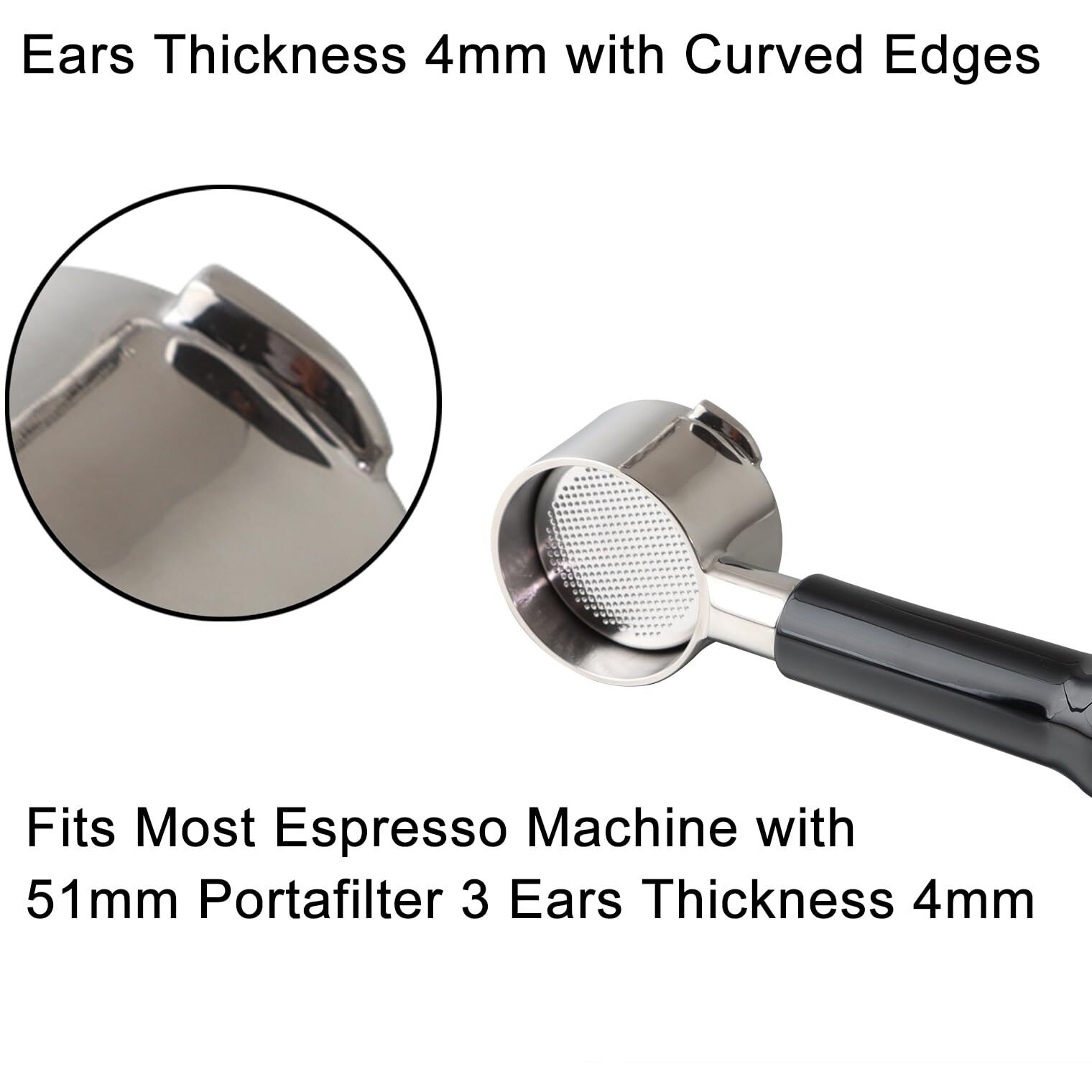 51Mm Bottomless Portafilter 3 Ears Compatible With Mr.Coffee Espresso And Cappuccino Machine/Casabrews 3700 Series And Cm5418  With Stainless Steel Double Shot Capacity Cup Filter Basket