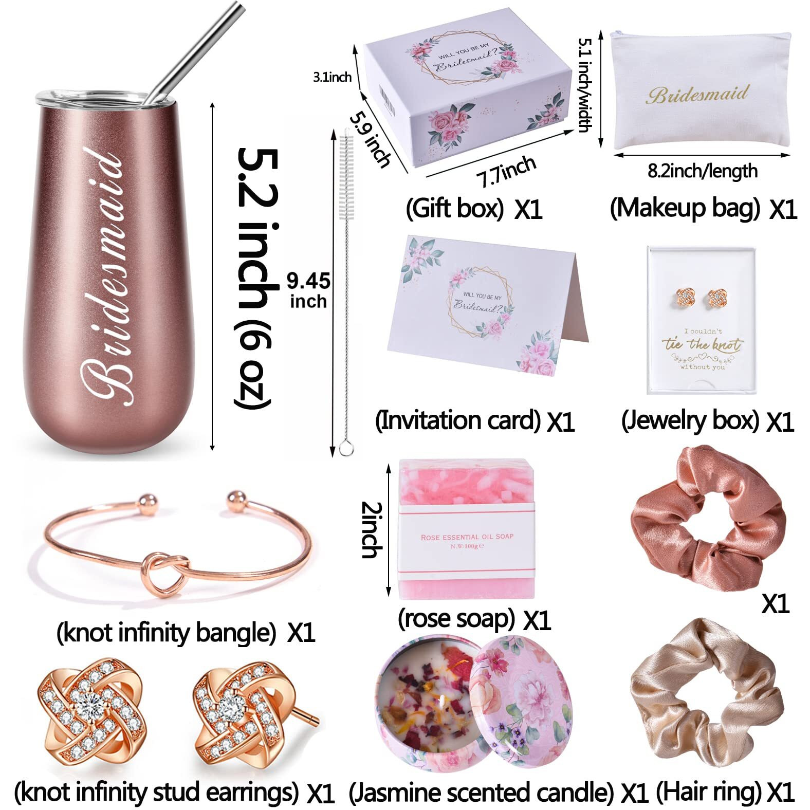 Dhqh Bridesmaid Proposal Gifts Box Sets From Bride Will You Be My Bridesmaid 6 Oz Bride Tribe Stainless Steel Champagne Glasses Bachelorette Party Spa Gifts Bridal Showers