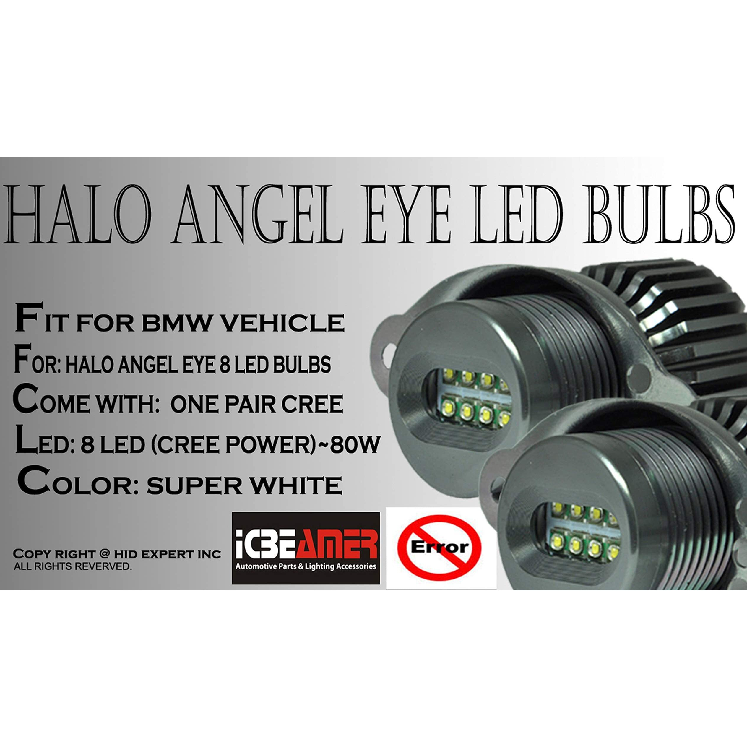 Icbeamer E90 E91 Lci Fit Bmw Angel Eye Halo Ring Led Bulbs White Color (Only Works On Non Projector Headlight)
