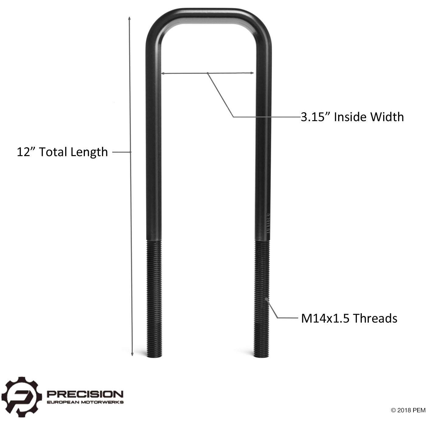 Leaf Spring Axle Extended U-Bolts (Square Bend) Compatible With Ford 1999-2004 F250 F350 Super Duty Excursion 4Wd 4X4-12 Inch Length - 3.15 Inch Width - F-250 F-350 - Black