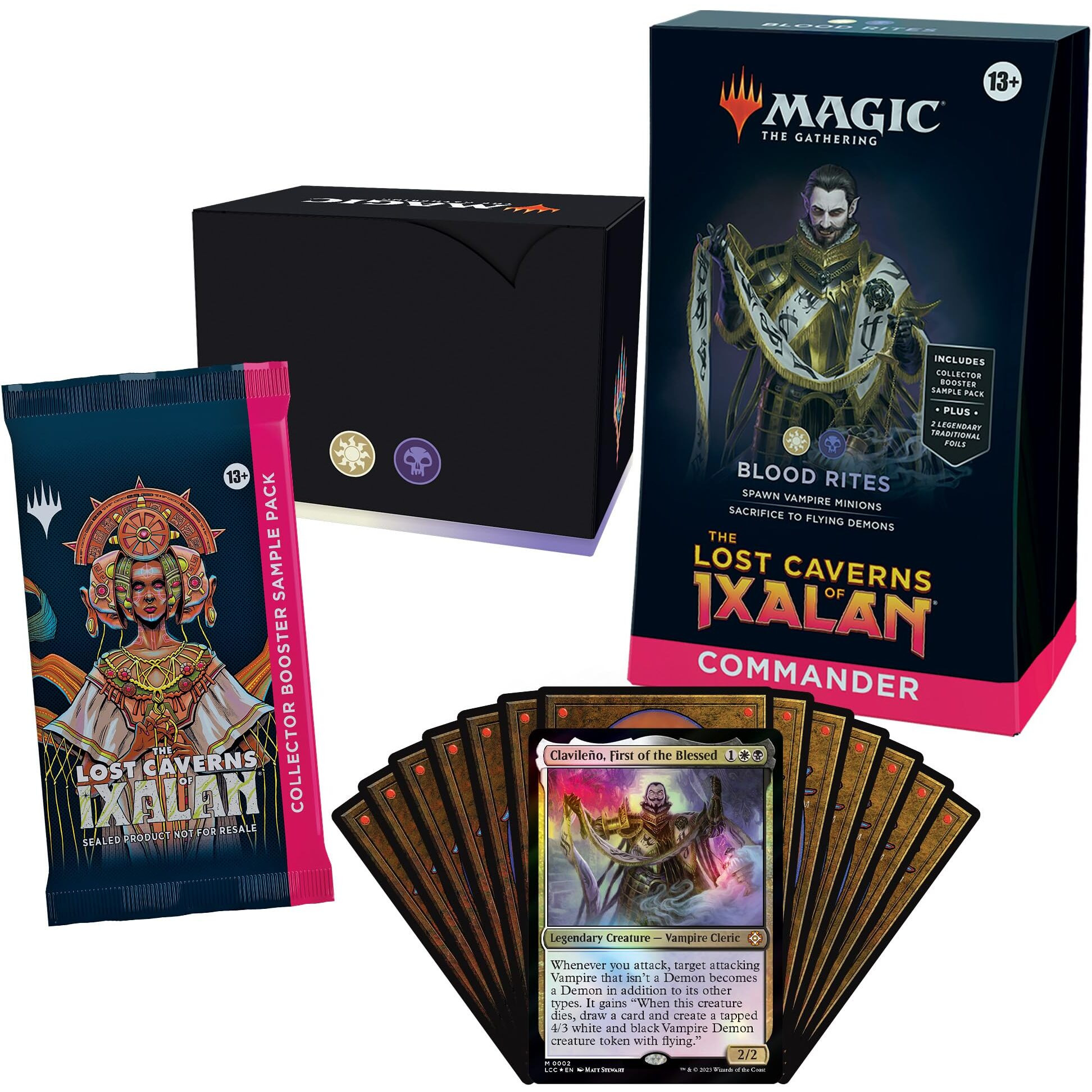 Magic The Gathering The Lost Caverns Of Ixalan Commander Deck - Blood Rites (100-Card Deck  2-Card Collector Booster Sample Pack + Accessories)