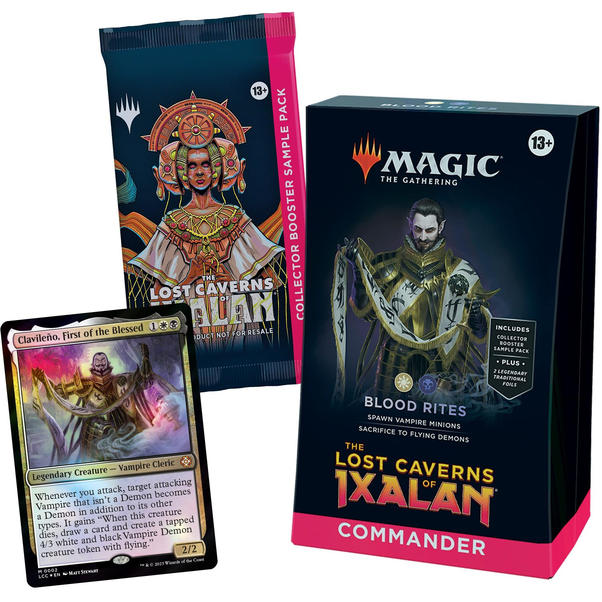 Magic The Gathering The Lost Caverns Of Ixalan Commander Deck - Blood Rites (100-Card Deck  2-Card Collector Booster Sample Pack + Accessories)