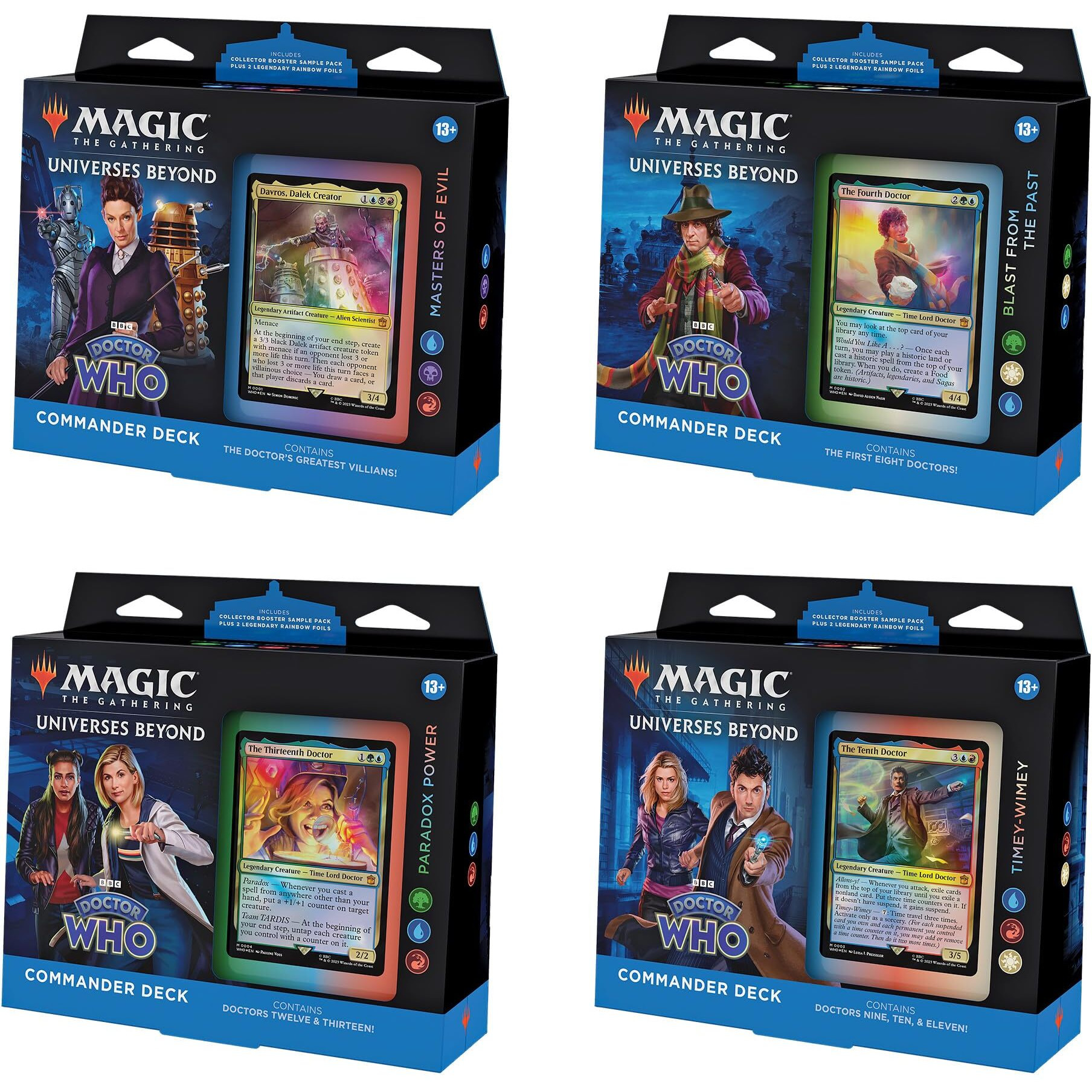 Magic The Gathering Doctor Who Commander Deck Bundle - Includes All 4 Decks (1 Masters Of Evil  1 Blast From The Past  1 Timey-Wimey  And 1 Paradox Power Deck Set)